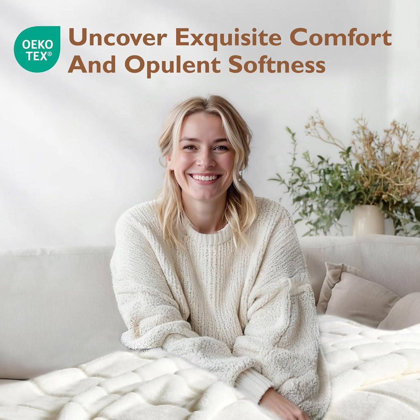 ALPHA HOME Luxury Faux Rabbit Fur Throw Blanket for Couch Bed, Cozy Gifts for Women Christmas, Ideal for Home Decor and Chilly Nights