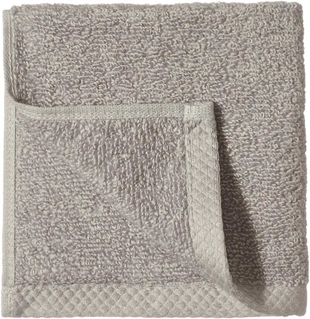 Amazon Basics Cotton Washcloths, Quick-Dry, 12" x 12", 12-Pack, Platinum