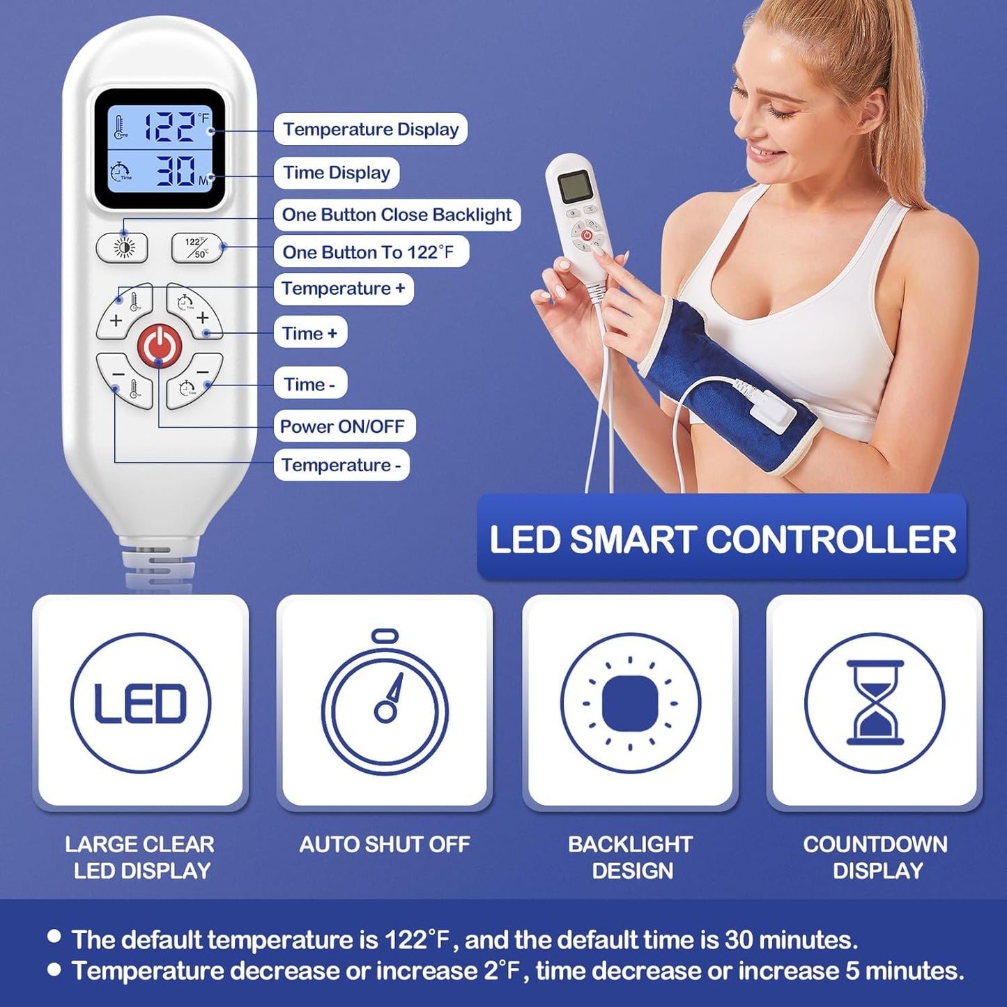 JOBYNA Heating Pad for Wrist Pain, 30S Fast Heat Heated Wrist Wrap, 86-158℉, 10-90Min Auto Shut Off, Suitable for Arthritis, Carpal Tunnel Relief, Sprains Trigger Thumb