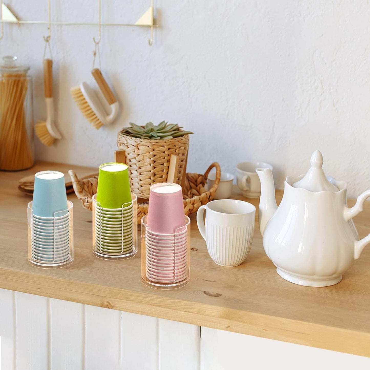 3 Pack Bathroom Cup Dispenser 3 oz Countertop Storage Mouthwash Cups Holder, Plastic Small Disposable Paper Cup Holders for Bathroom Sink Counter