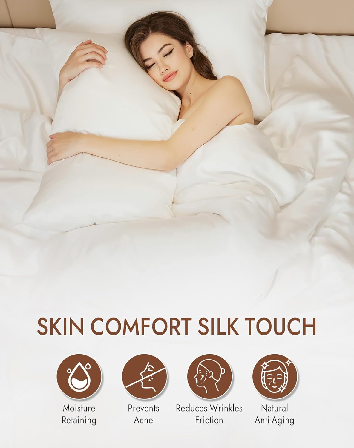 SilkSilky 100% Mulberry Silk Pillowcase - Pure 22 Momme High-Grade 6A Fibers for Hair & Skin, Envelope Closure, Natural, Organic, Breathable & Cooling Pillow Case (Standard, White)