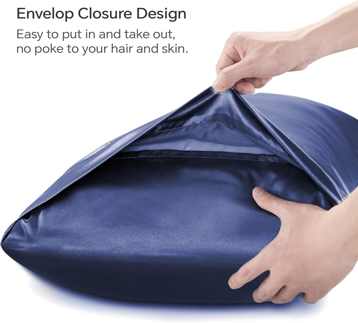BEDELITE Satin Body Pillow Cover 2 Pack, Super Soft and Cooling Body Pillow Pillowcase for Hair and Skin, Breathable Silky Full Long Pillowcase Cover(20"x54", Navy)
