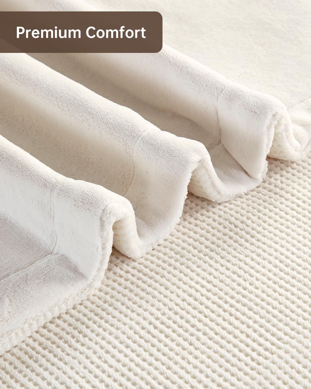 Electric Heated Blanket Throw Size, Washable Blanket Warmer for Home for Adults, Fast Heating Super Cozy Soft Fabric, 50" x 60", 9 Heat Levels, 1-9H Auto-Off, ETL Certified, Cream