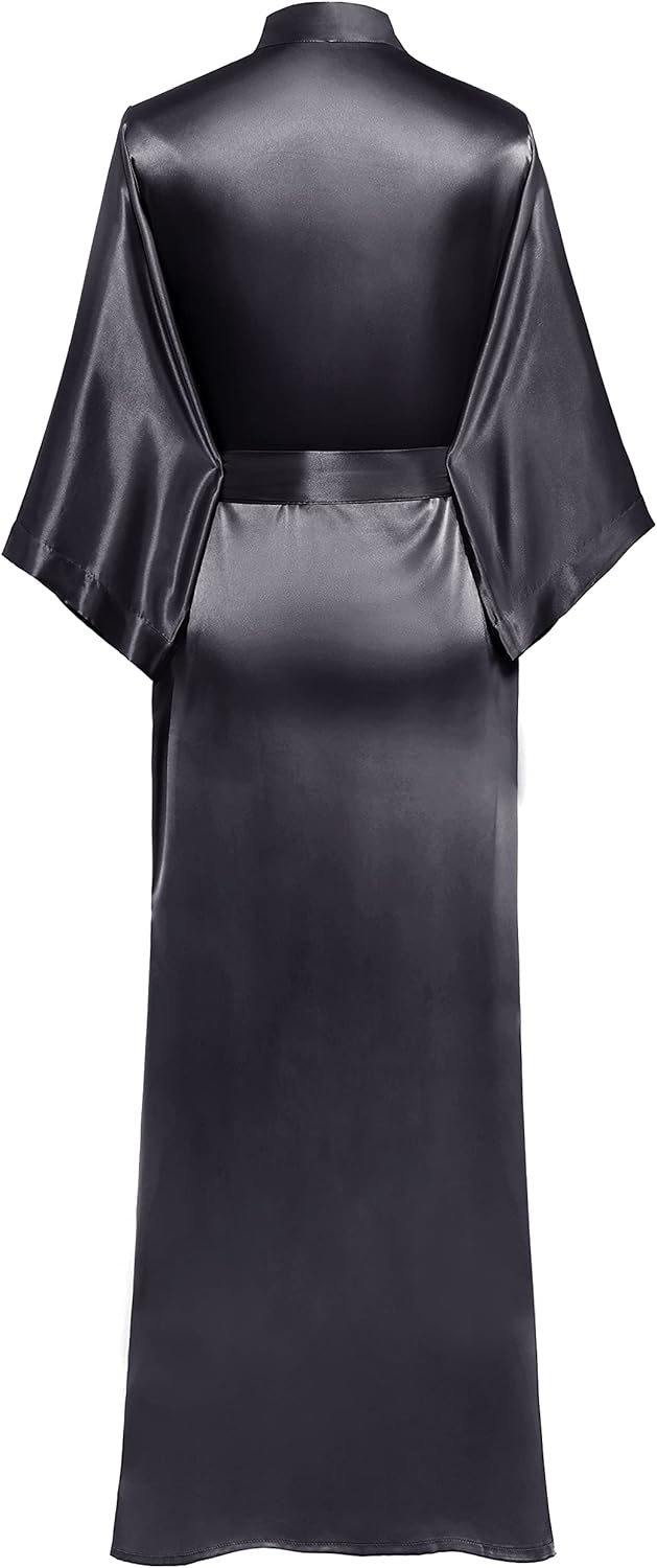 PRODESIGN Satin Kimono Robe Women Long Silky Kimono Bathrobe Sleepwear Wedding Bridesmaid Robe