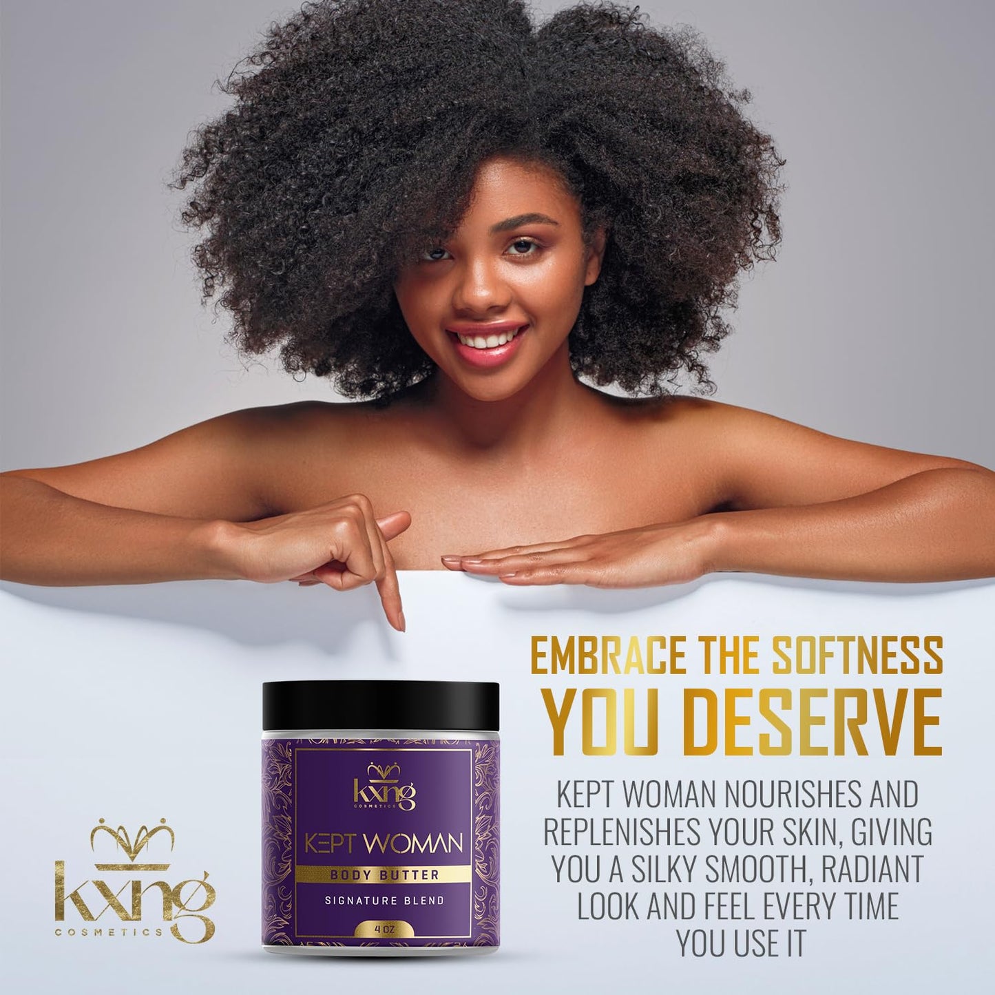KXNG Cosmetics, Body Butter, Organic Skin Care for Men and Women, Body Moisturizer Lotions and Creams, Raw Shea Butter, Cocoa Butter, Mango, Coconut Oil, Hand, Foot, All Skin Types (Kept Woman)