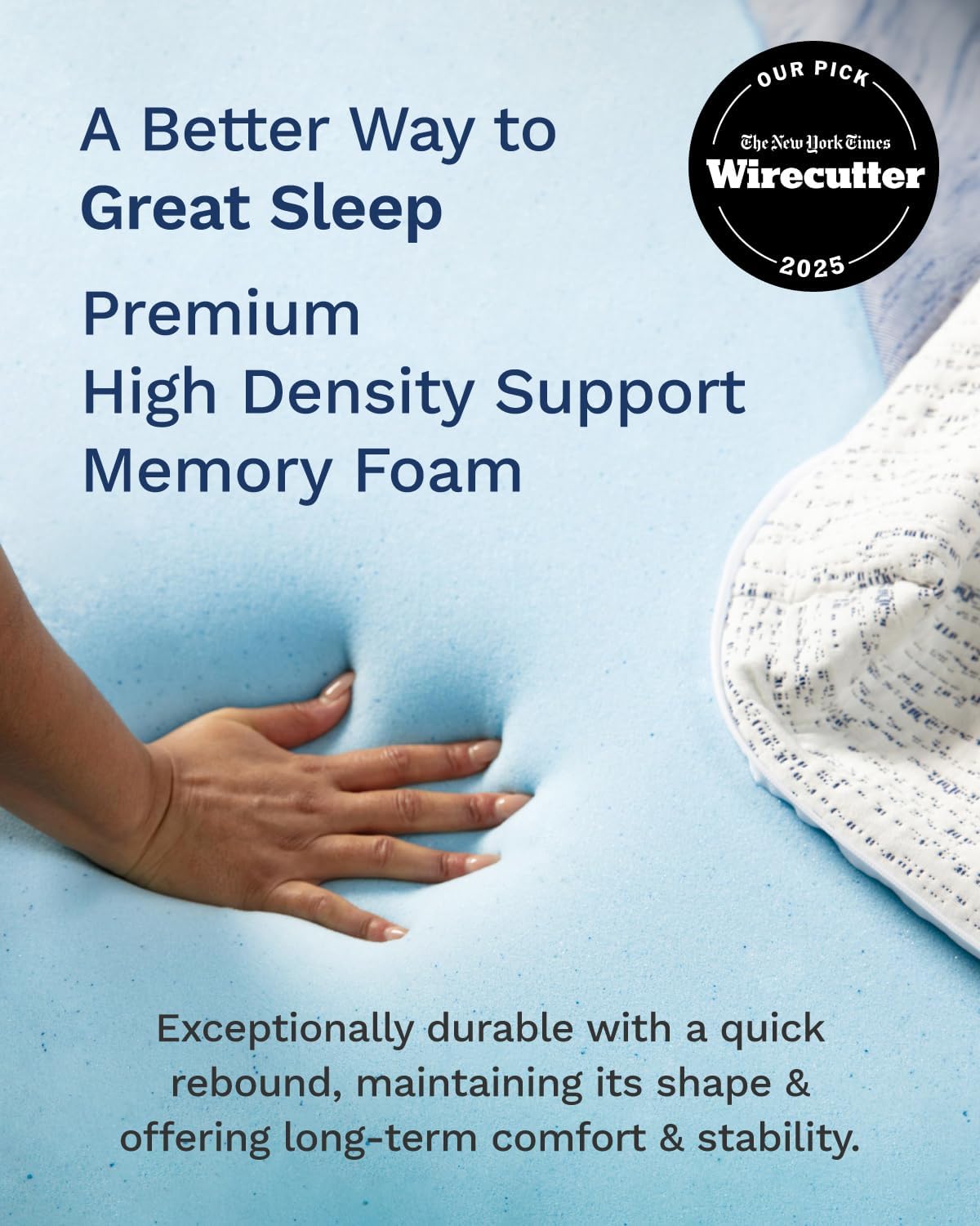 ViscoSoft 3 Inch Memory Foam Mattress Topper Twin - Select High Density Ventilated Mattress Pad - Removable Premium Rayon Cover