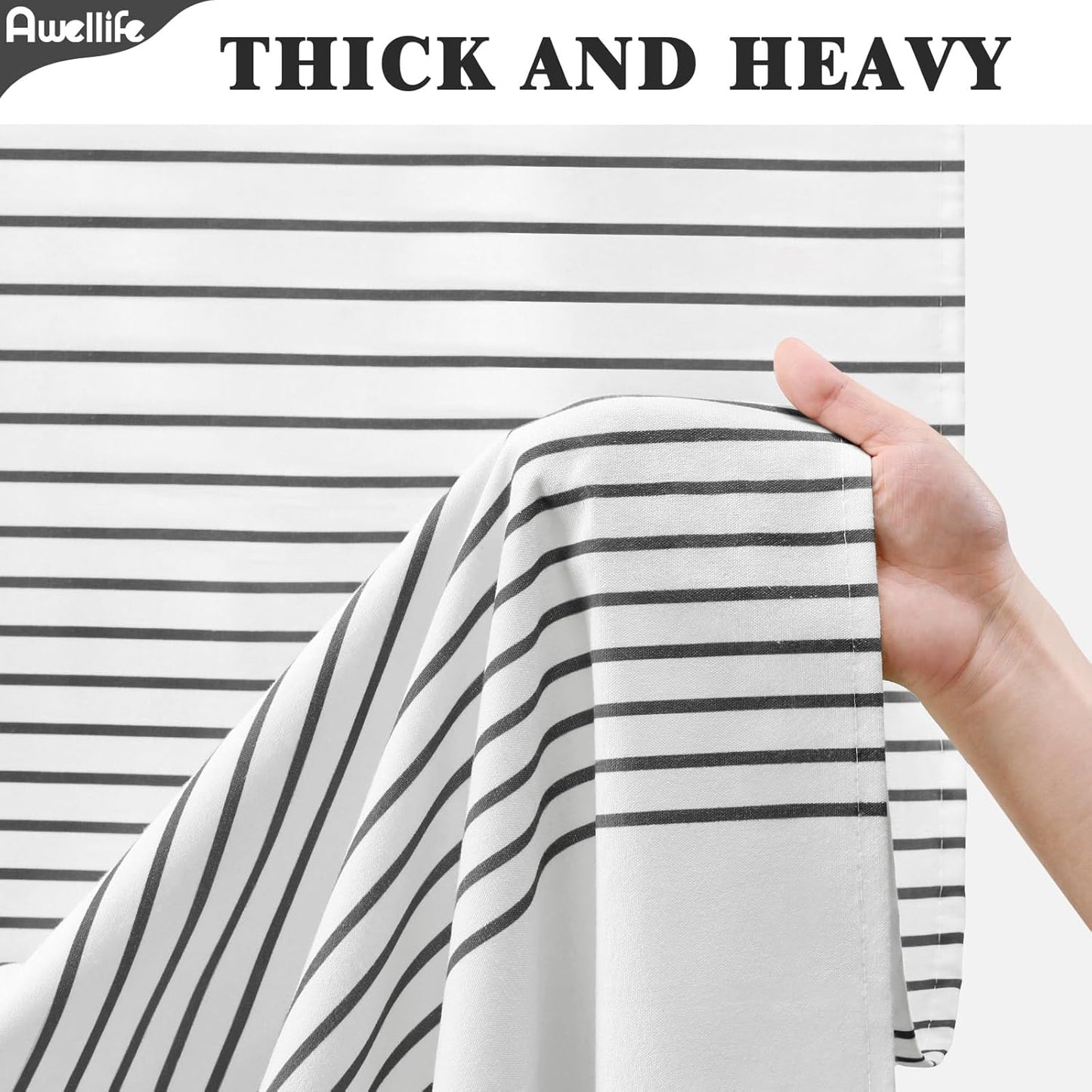 Awellife Black and White Boho Shower Curtain for Bathroom Stripe Tassel Shower Curtain Farmhouse Cotton 72" L x 60" W