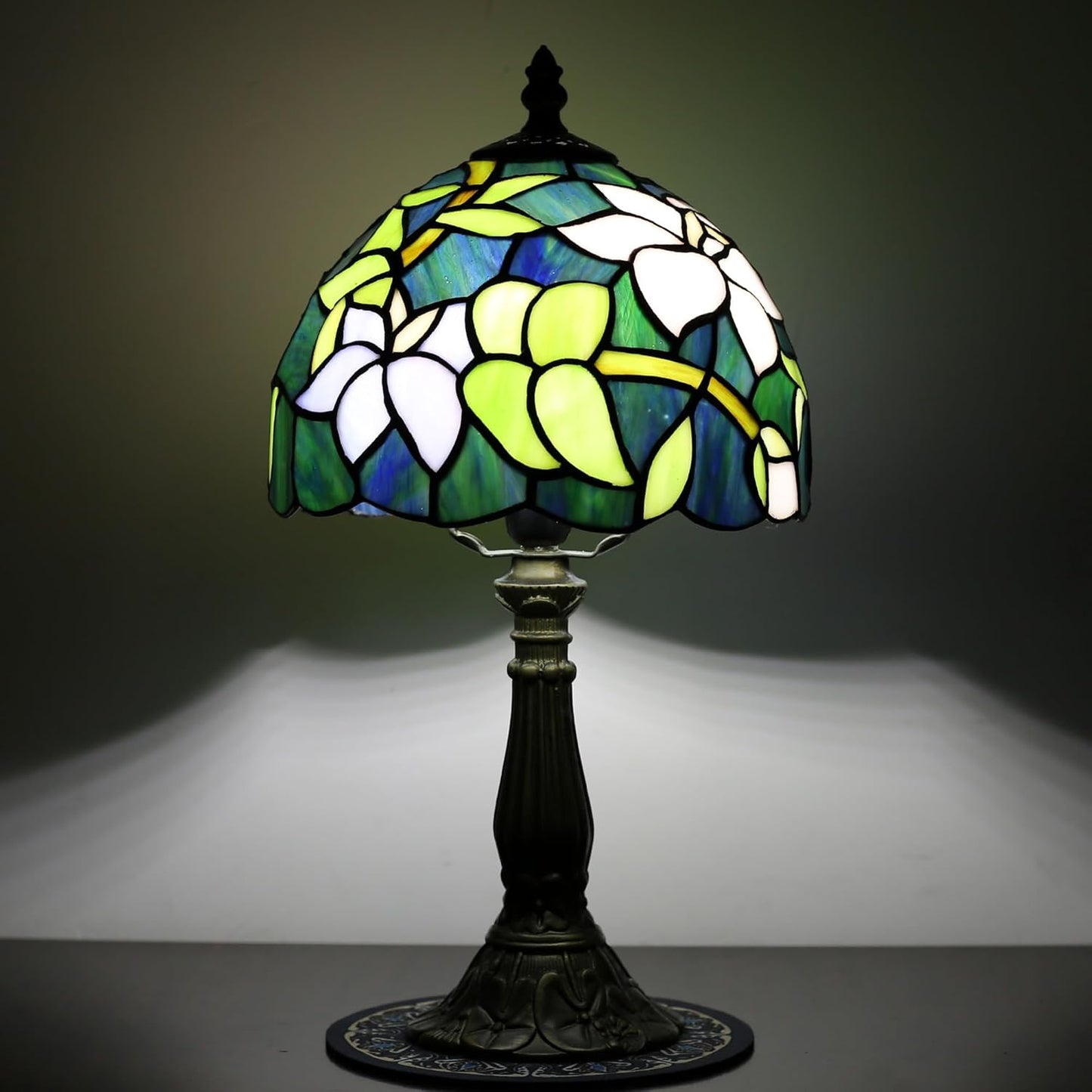Tiffany Table lamp,Suitable for Bedroom nightstands and Living Rooms. This Colored Glass Table lamp is 8 inches in Size, Ideal for Home Office Reading desks.