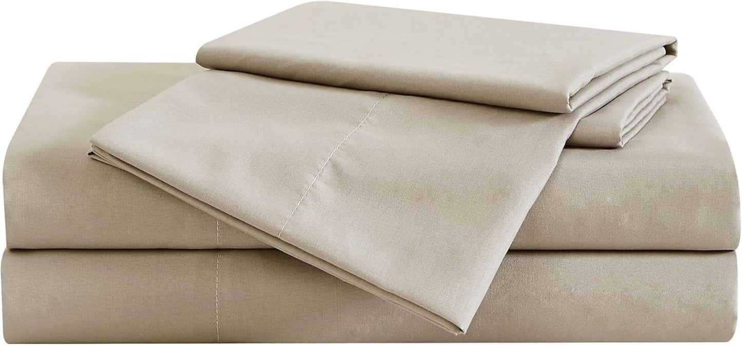 London Fog Garment Wash Solid Khaki King 6 Piece Sheet Set