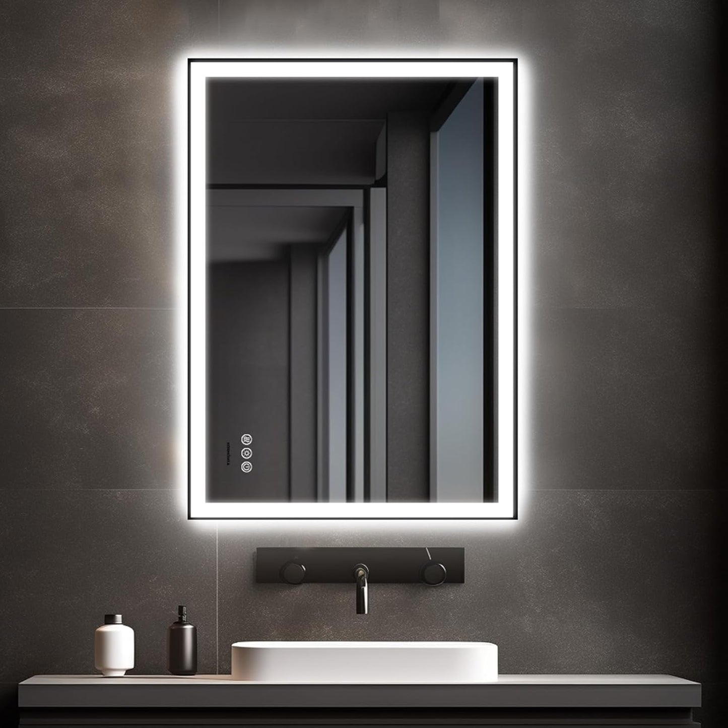 24x32'' LED Bathroom Mirror w/Light, Aluminum Frame, Dimmable Front & Backlit, Anti-Fog, Distortion Free, Light Memory, Tempered & Shatter-Proof Wall Mounted Vanity Silver Coating Mirror