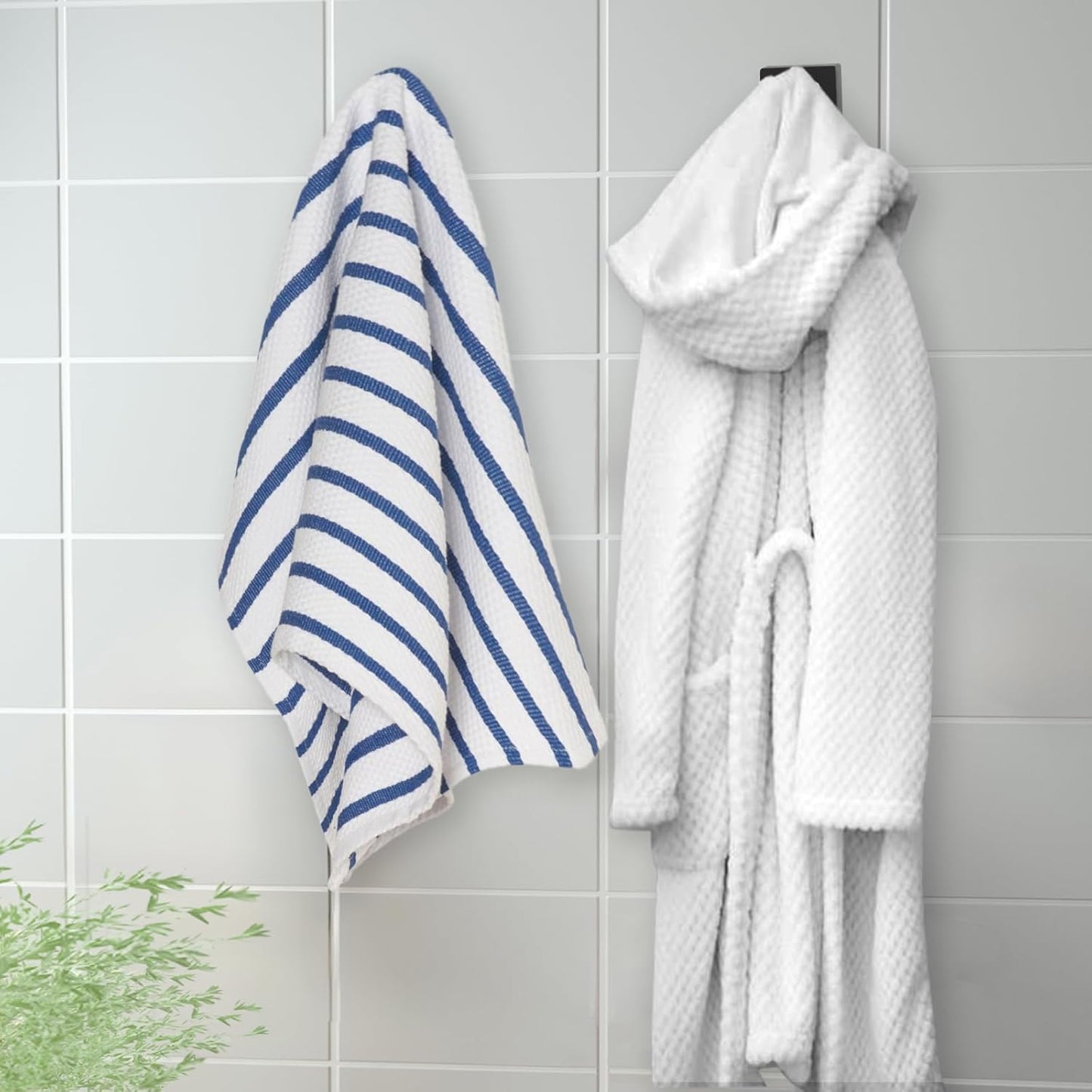 IBosins 12-Pack Bathroom Towel Hooks Hand Towel Holder Heavy Duty Stainless Steel Towel Hanger Robe Hat Coat Hooks for Wall of Livingroom Bedroom Kitchen Closet (Square Matte Black)