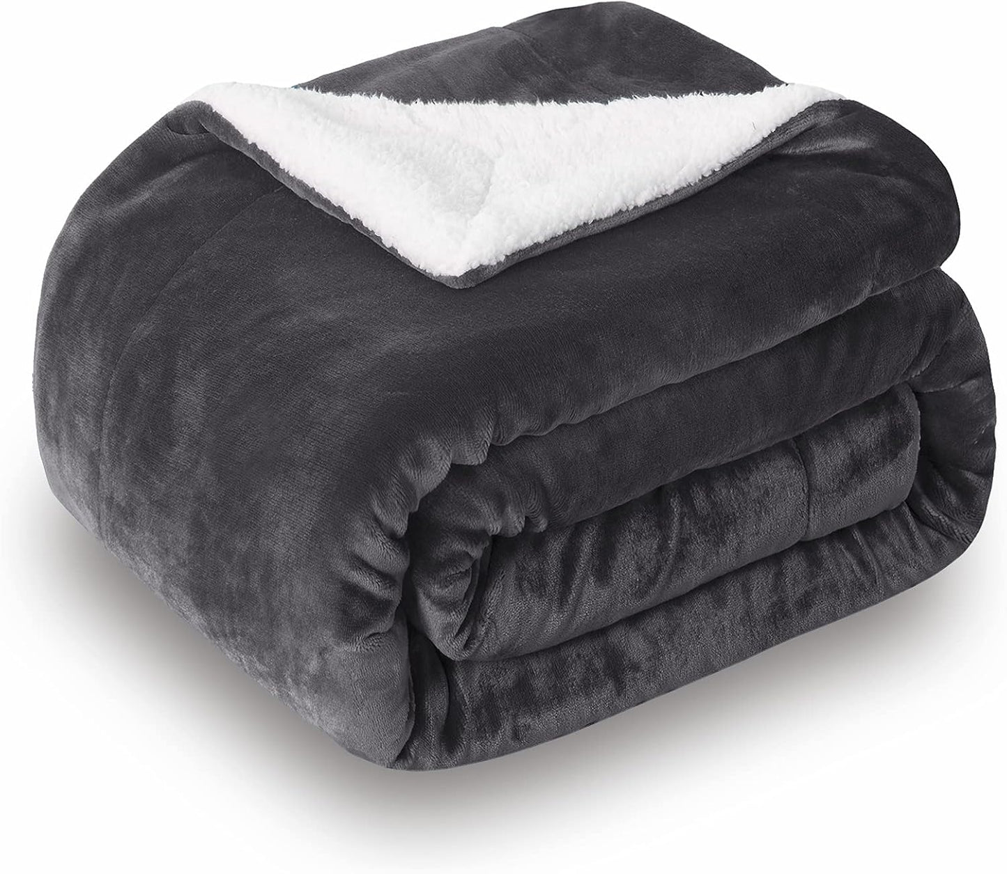 SOCHOW Sherpa Fleece Throw Blanket, Reversible Super Soft Luxurious Plush Blanket Throw Size, Dark Grey, 50"x60"