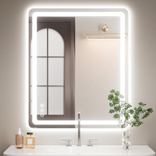 30" x 36" Led Bathroom Mirror with Lights, Anti-Fog & Tri-Color Lighting - Wall Mounted Shaving Mirror with Touch Sensor, Waterproof & Smart LED Vanity Mirror,Tempered Glass, Dimmable Smart Mirror