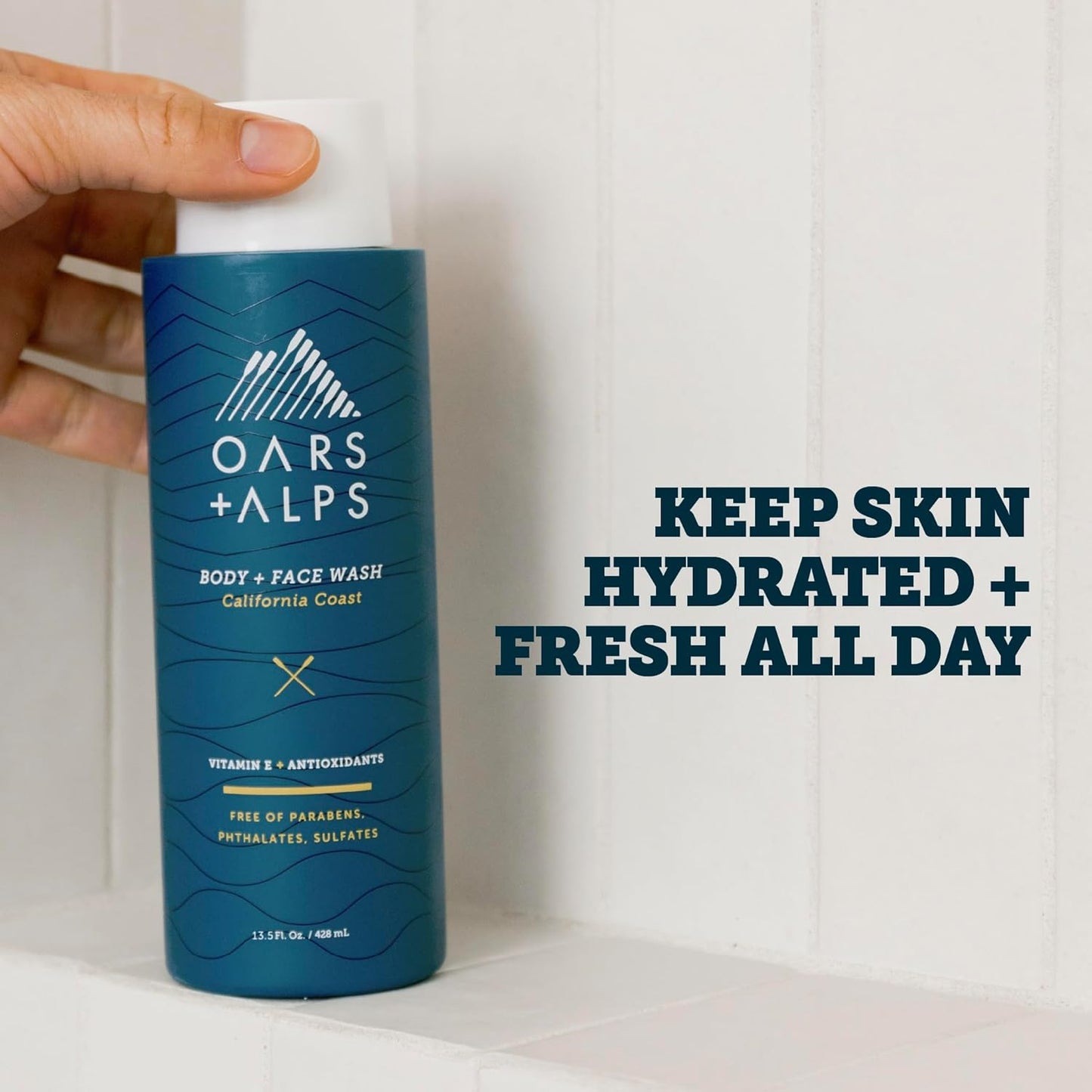 Oars + Alps Body Wash for Men, Mens Body Wash with Vitamin E and Antioxidants, Moisturizing, Hydrating, Paraben & Sulfate Free Cleanser, California Coast, 2pk