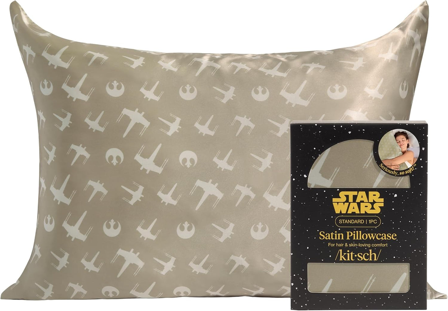 Kitsch x Star Wars Rebel Alliance Satin Pillowcase | Satin Pillowcase with Zipper, Better Than Silk Pillowcase | Frizz-Reducing Pillow Case for Hair & Skin Care, Cooling & Breathable - Standard