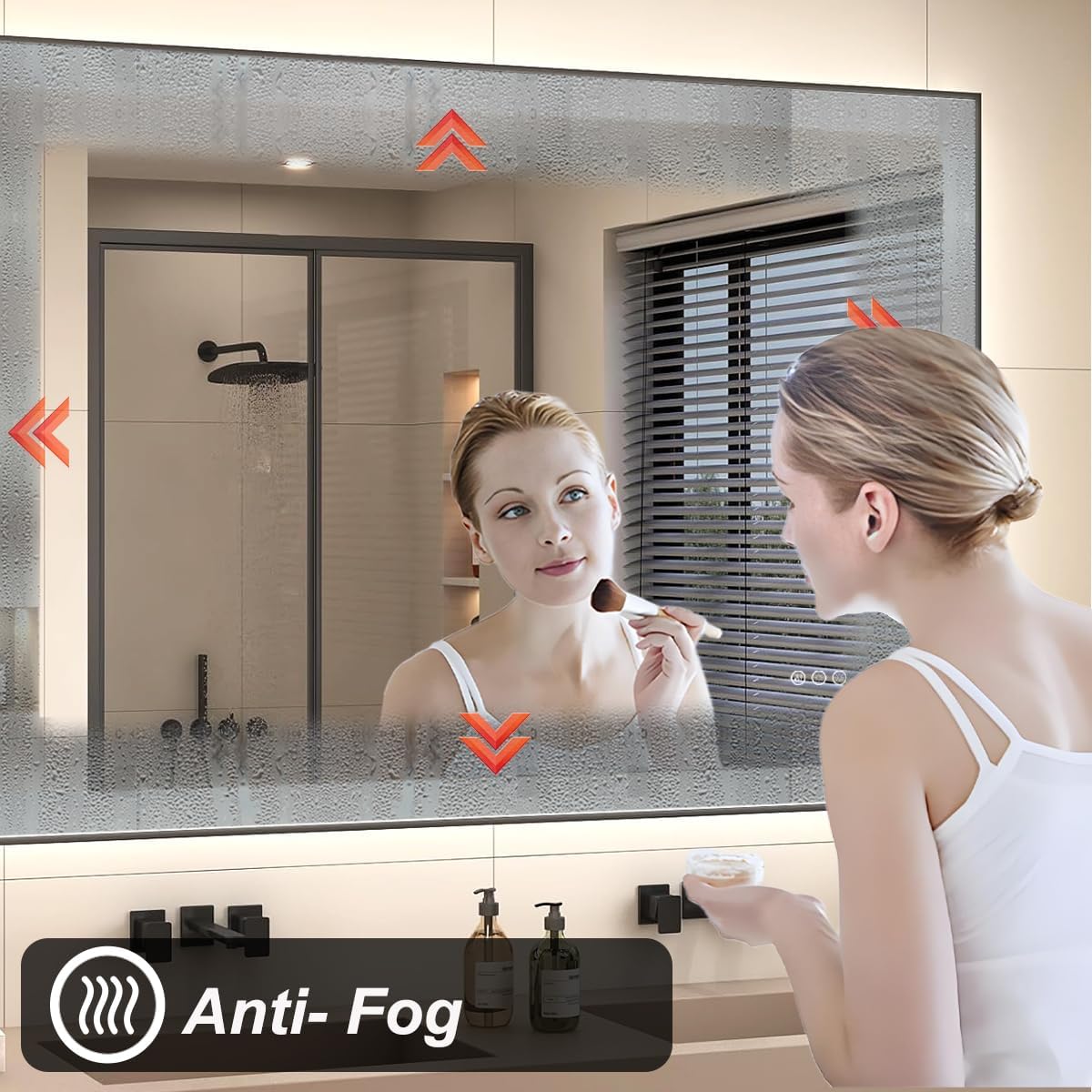 SMIROR 40x36 Vanity Mirror with Lights, Matte Black Framed LED Lighted Bathroom Mirrors for Wall, Front and Backlit, Dimmable, Anti-Fog, Memory, Shatterproof, ETL Listed (Horizontal/Vertical)