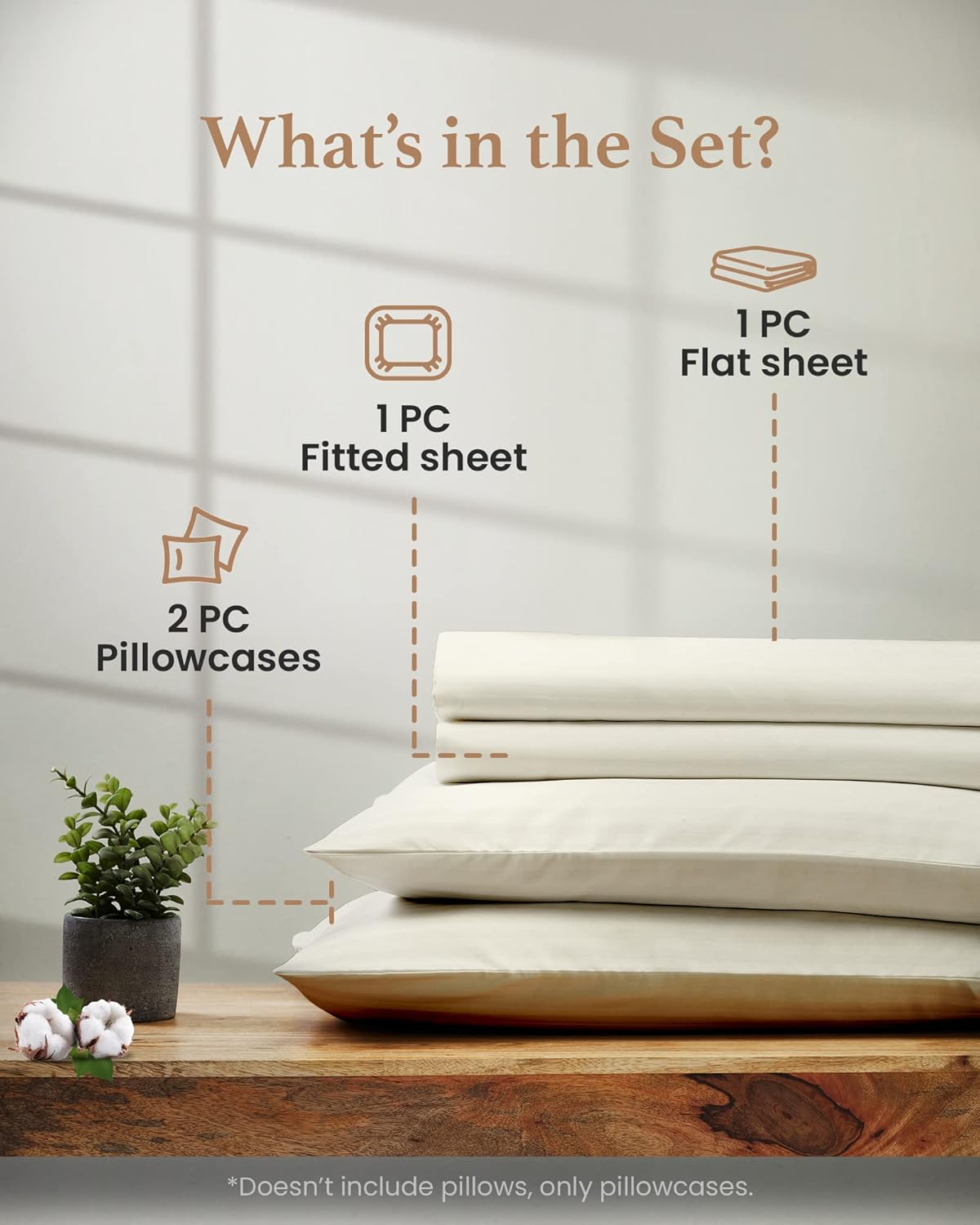 Good Sleep Bedding California King Sheets - 100% Egyptian Cotton Sheets California King Size, 4Pc, Cal King Sheet Set, Luxury Sateen Weave, 16" Deep Pocket California King Bed Sheets - Ivory