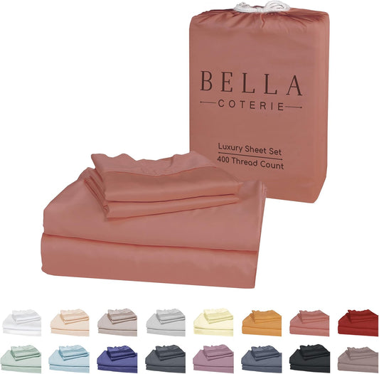 Bella Coterie Luxury Bamboo Viscose Split King Size Sheet Set | 2 Fitted Sheets for Sleep Number & Adjustable Beds | 100% Organically Grown | Cooling & Ultra Soft | 18” Deep Pocket [Raisin]