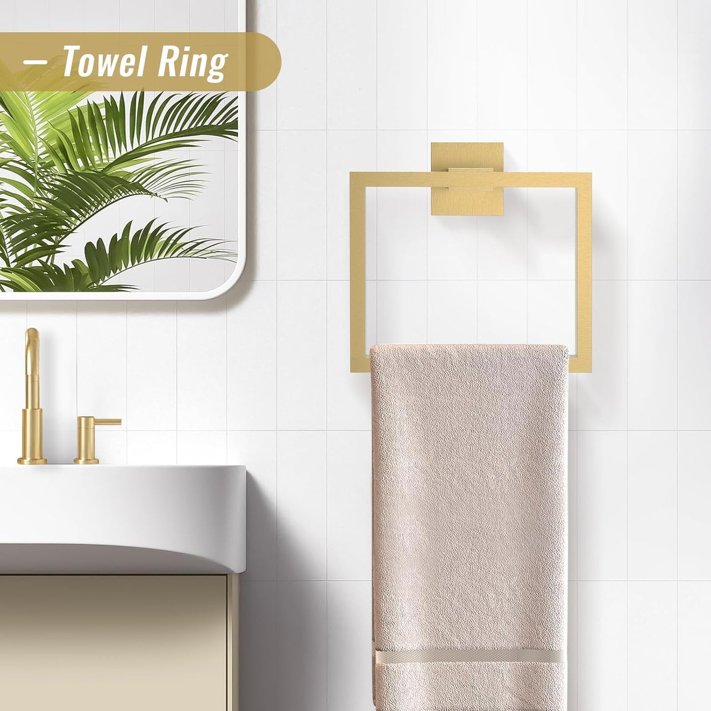 YACVCL Brushed Gold Bathroom Hardware Accessorie Set 23.6 Inch Towel Bar Set 5-Pieces Towel Rack&Holder Set for Bathroom,Upgraded Toilet Paper Holder with Shelf,Stainless Steel Wall-Mounted