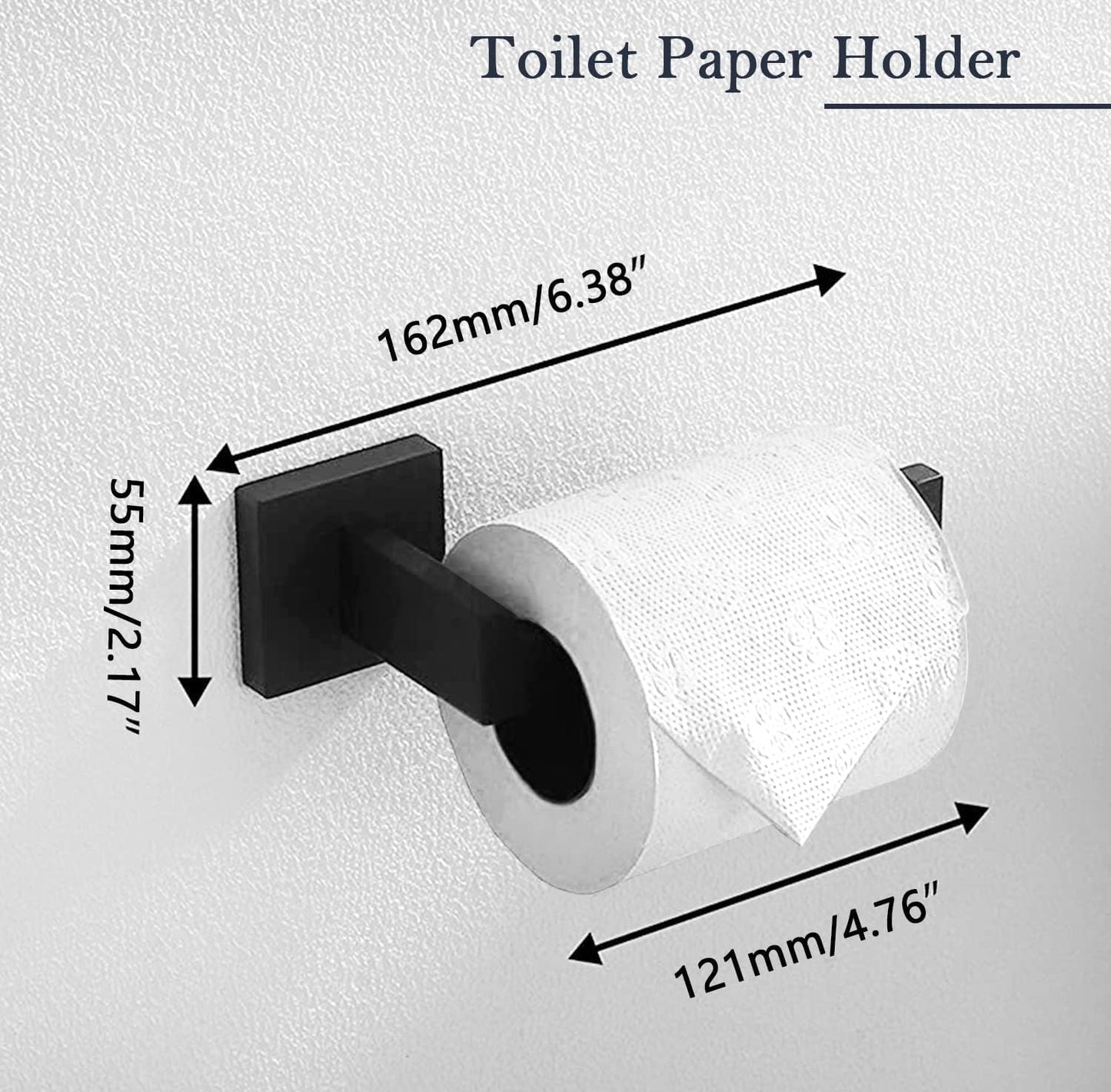 Bathroom Accessories Towel Bar Set: 20 Pieces Matte Black Bathroom Hardware Square SUS304 Stainless Steel - Wall Mounted Towel Rack&Toilet Paper Holder&Towel Ring and Towel Hook