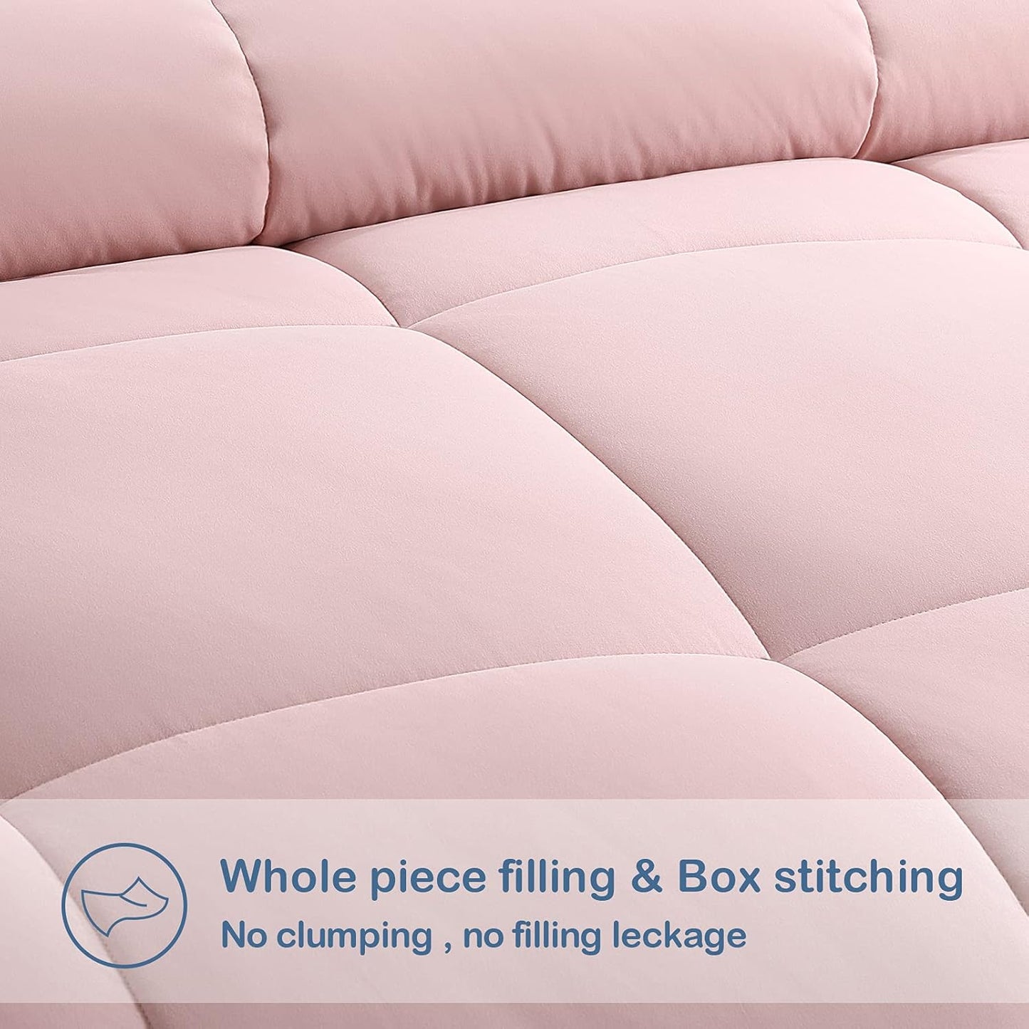 EASELAND Twin Size Down Alternative Comforter - Quilted Duvet Insert for All Seasons, Soft Lightweight with Corner Tabs, Summer Winter Warm Bedding, Pink 64×88 Inches