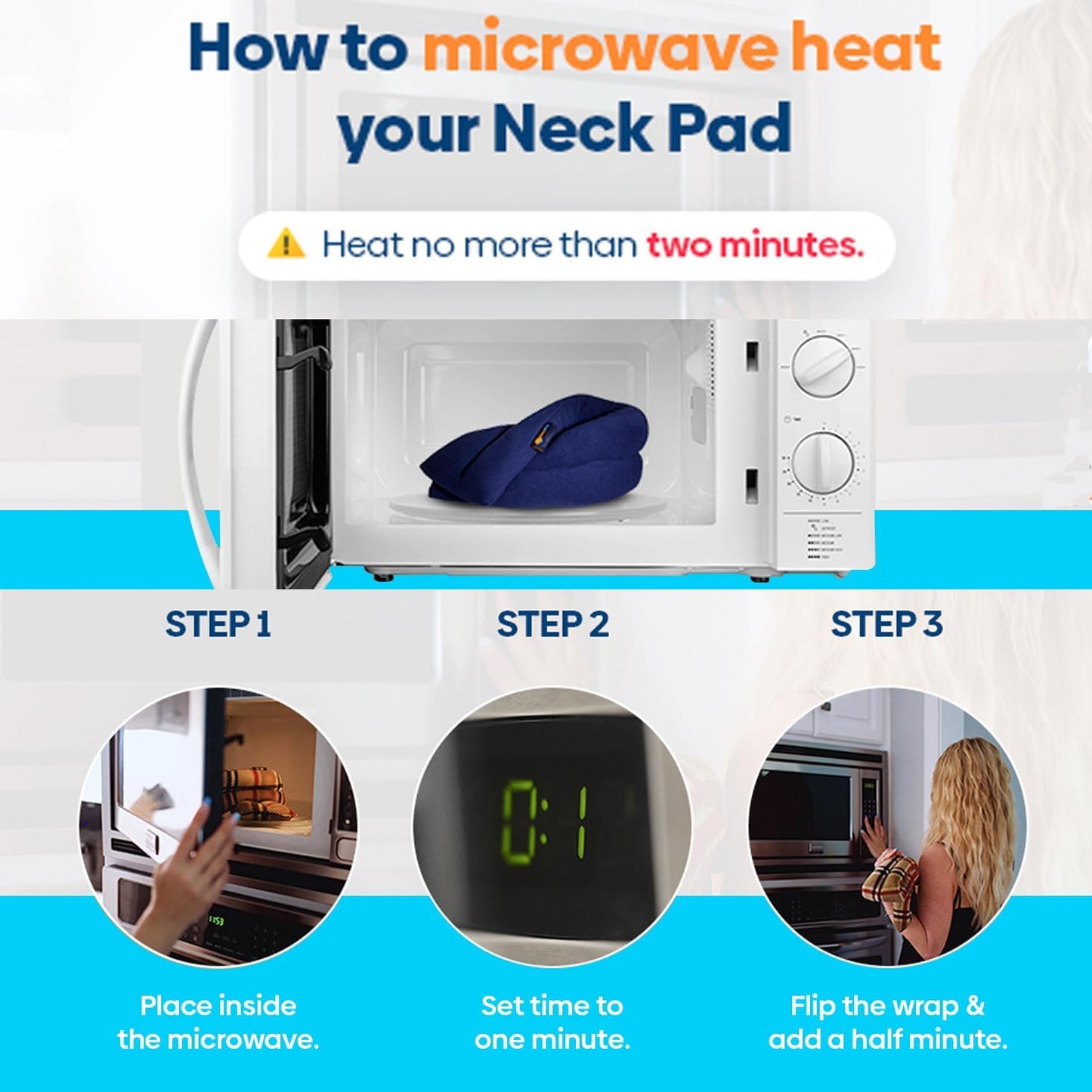 SunnyBay XL Microwave Heating Pad, Microwavable Heated Neck and Shoulder Wrap, Hands-Free Weighted Moist Hot or Cool Pack, Soft Fleece Cover and Flaxseed Filling, 30 Inch Extra-Long Length, Navy