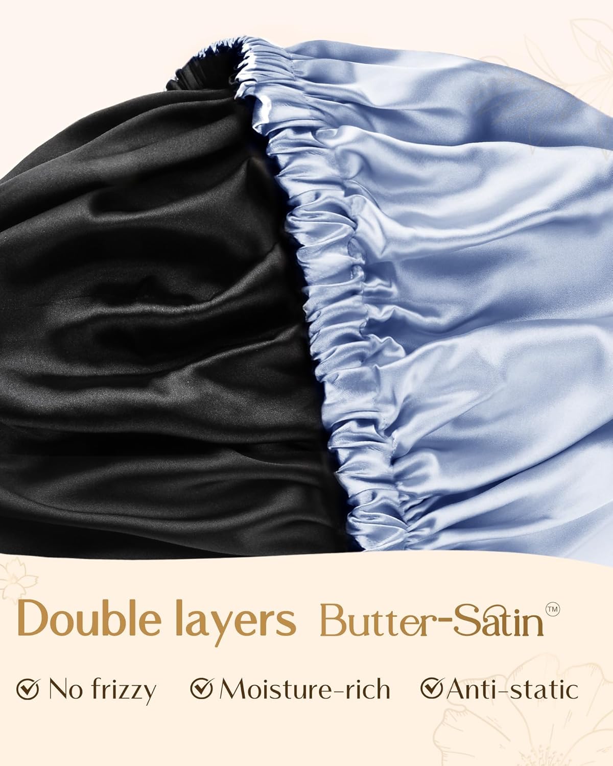 YANIBEST Adjustable Silk Bonnet Double Layer Satin Bonnet Hair Bonnet for Sleeping Bonnets for Women Hats Curly Natural Hair, Sky Blue