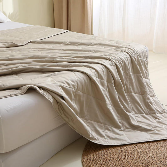 EP Mode Lightweight Quilt Blanket for Summer, Viscose from Bamboo Fabric & Filling, Natural, Breathable & Machine Washable- Sandshell, King