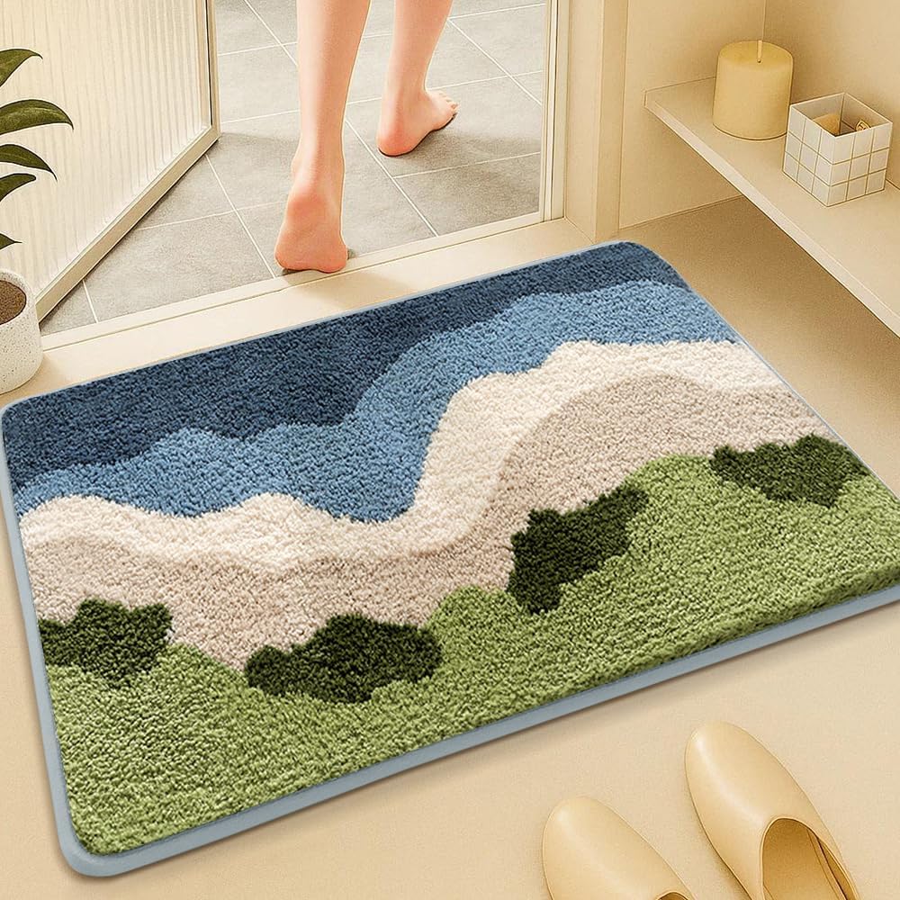 Bath Mat Non-Slip,Super Absorbent Rug & Dirt Trapper, Machine Washable Mat, Soft and Plush mats for Kitchen Bathroom Bedroom LivingRoom Indoor and Outdoor