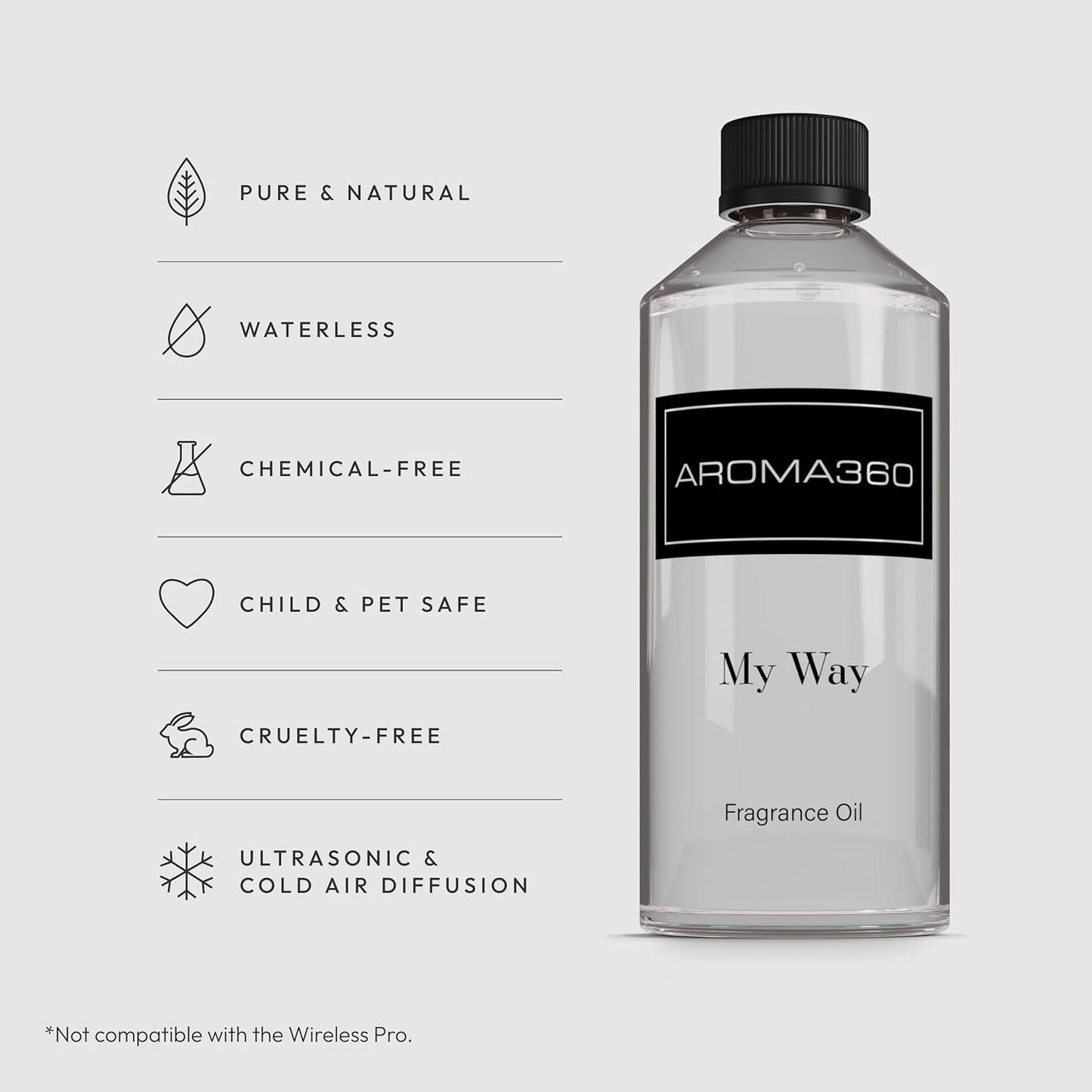 Aroma360 - My Way Fragrance Oil Blend | Hotel Inspired for Luxury Essential Oil Diffusers | Aromatherapy Scent Diffuser Oil | Lush Sandalwood, Warm Cedar, and Delicate Florals. - 500ML