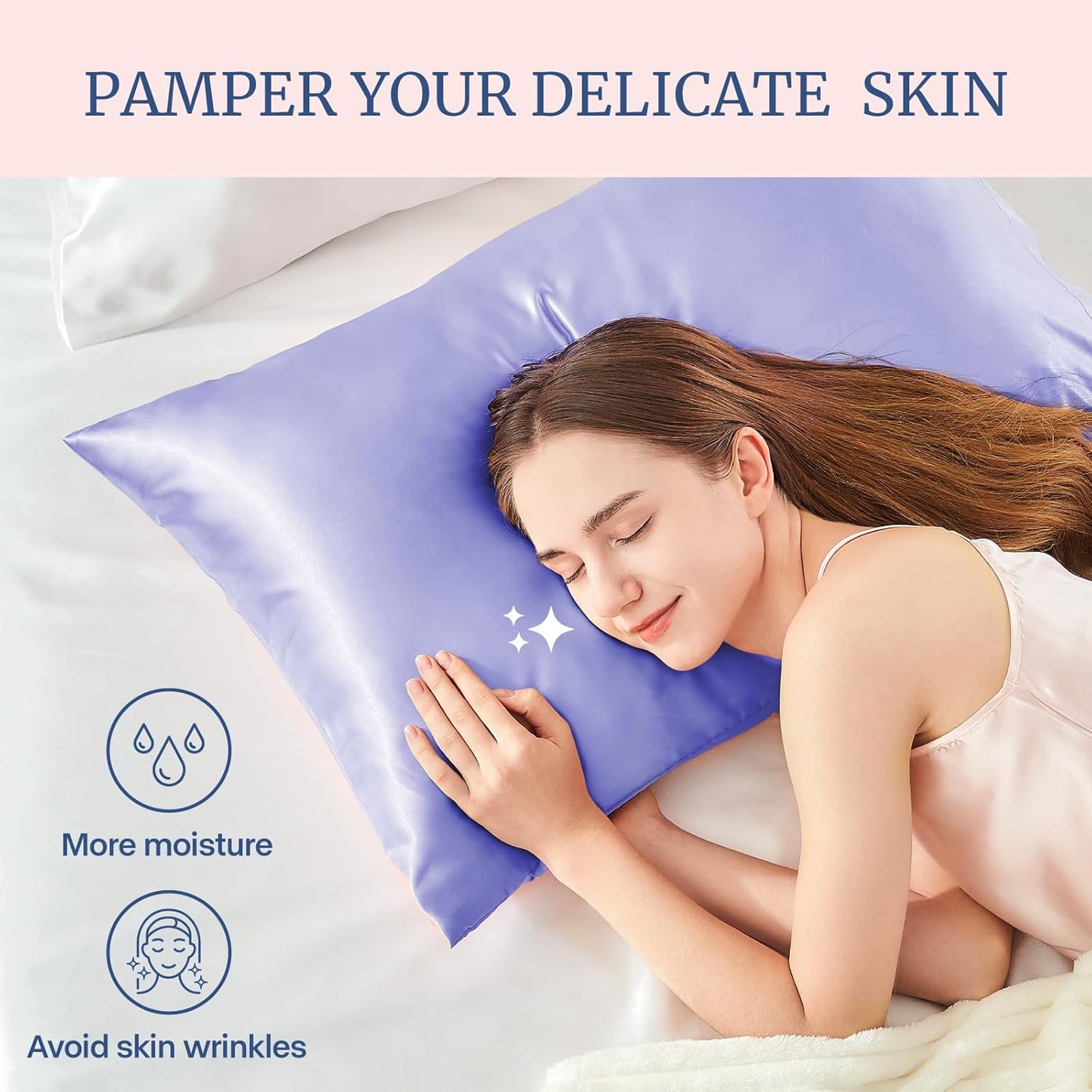 BEDELITE Satin Pillowcase for Hair and Skin, Super Soft Similar to Silk Pillow Cases 4 Pack with Envelope Closure, Cooling Pillowcases for Women Men (20"x36" King Size, Lilac)