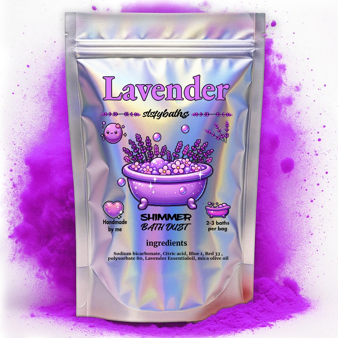 Purple Lavender Shimmer Bath Bomb in A Bag - Handmade Scented Bath Bombs for Women,Kids and Men - Bulk Bathbomb Fizzies Perfect for Boys and Girls All Ages (Small, Purple)