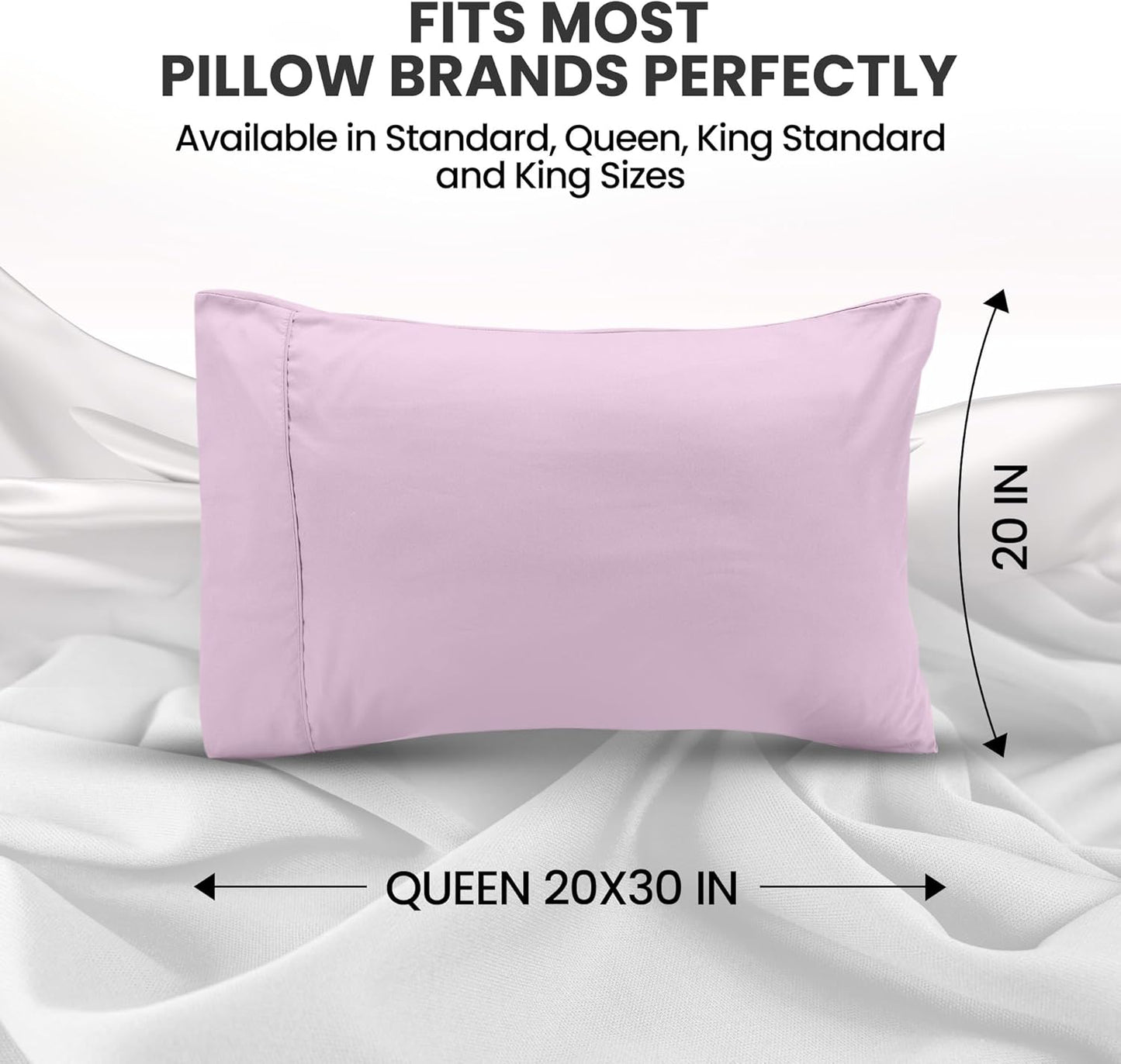 Pillow Covers by Utopia Bedding - Queen Size 2-Pack – Soft Brushed Microfiber – Perfect for Hospitals, Hotels, Guest Rooms – Oeko-TEX Certified, 20x30 Inches (Lavender)