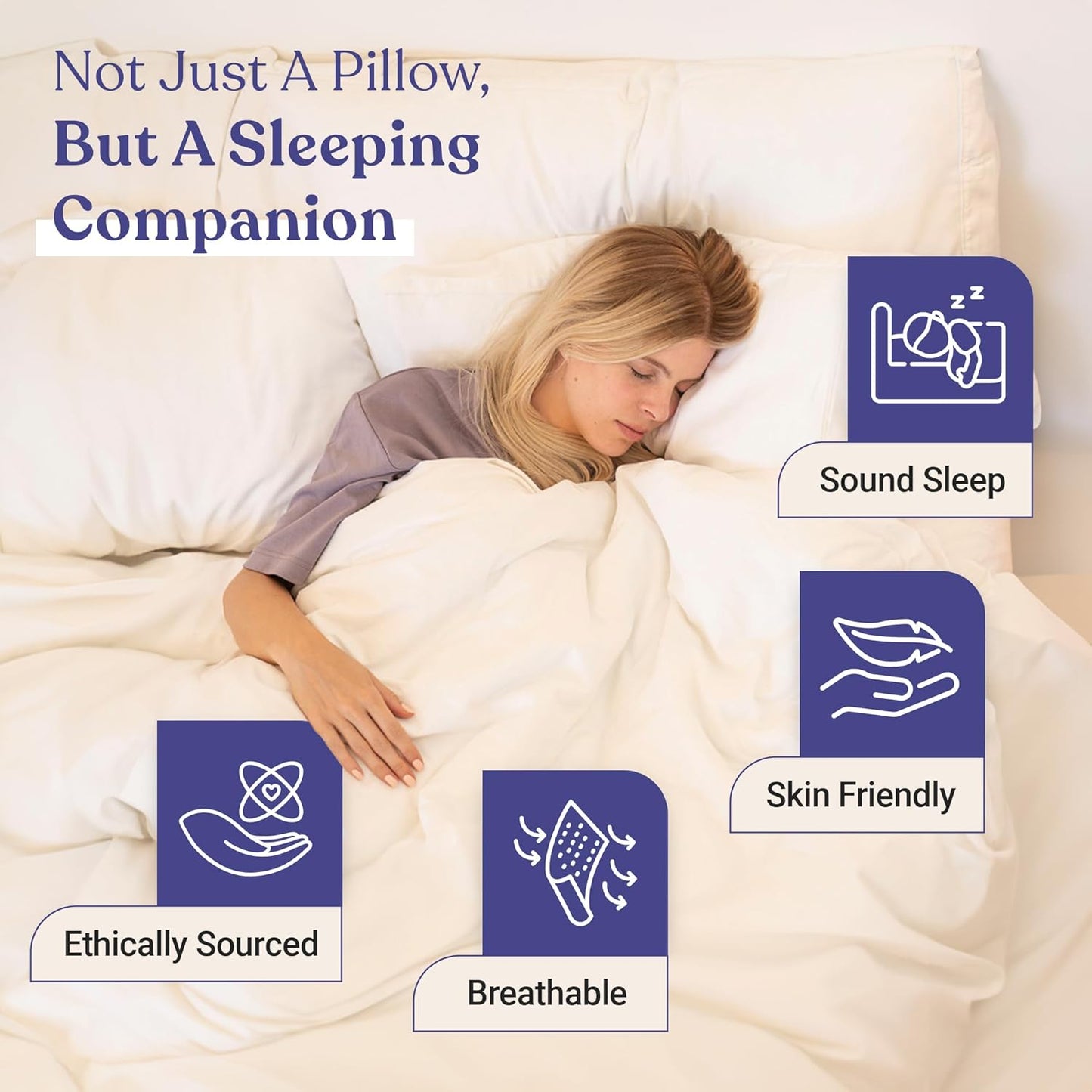 FluffCo Zen Fluff™ Down King Pillow with 600 Fill Power White Duck Down Stomach Sleeper Pillows - Luxury Hotel Quality 300 Thread Count - 100% Cotton Feather Pillows (Soft King Size 1 Pack)