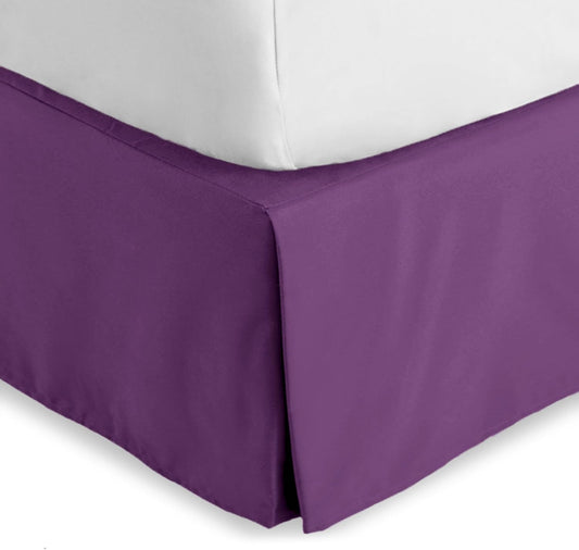 Bare Home Queen Bed Skirt - 15-Inch Tailored Drop Easy Fit - Bed Skirt for Beds - Center & Corner Pleats (Queen, Plum)