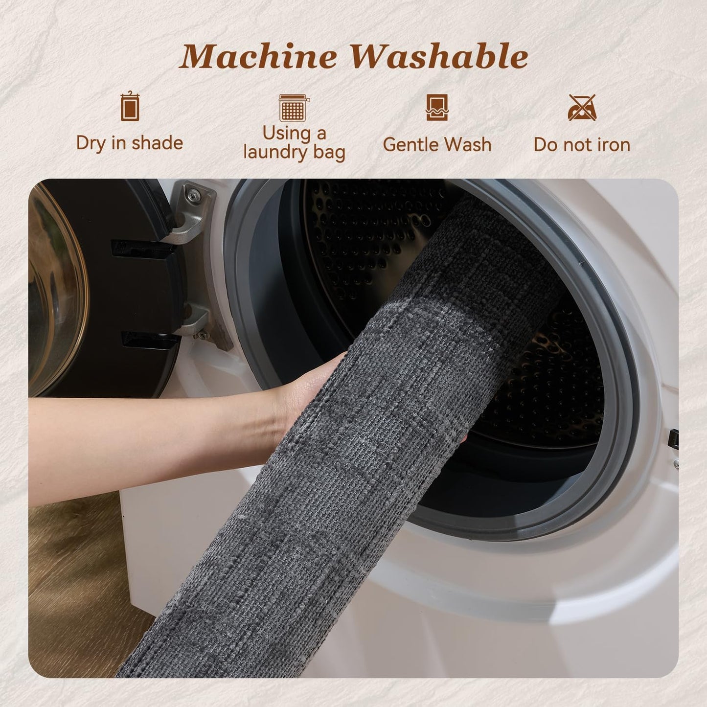 AMOAMI Bath Mat Non Slip Super Absorbent Quick Dry Bath Mats for Bathroom Floor Rubber Backing Washable Bathroom Rugs Modern Woven Jacquard Mat, Beside Tub Bath Rugs, 2' x 5', Darkgrey