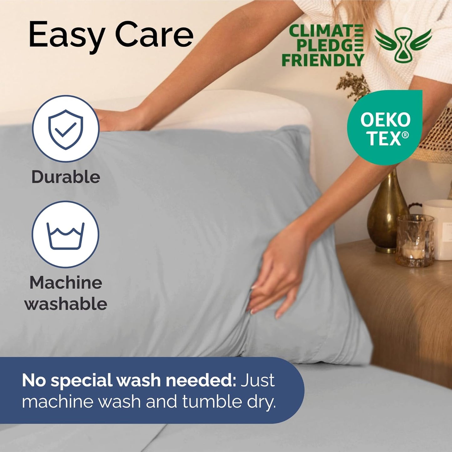 Split King Size 5 Piece Sheet Set - Extra Soft, Breathable & Cooling - Hotel Luxury Durable Bed Sheets - Deep Pockets, Easy-Fit & Wrinkle-Free - Soft Grey Oeko-Tex