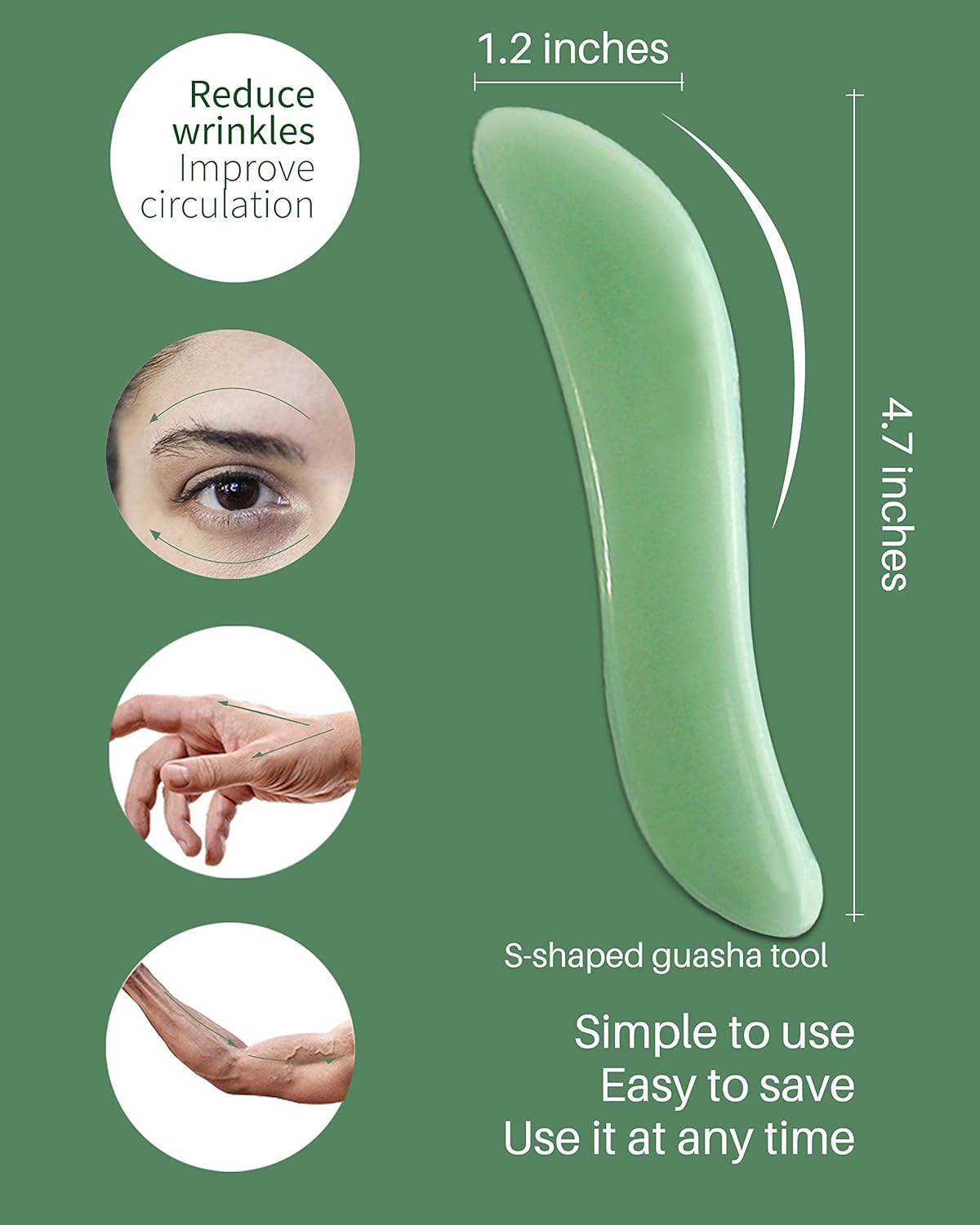 MoHern Gua Sha Massage Tools, 4 Pcs Gua Sha Tools of Multi-Shapes, Guasha Scraping Massage Tools for Face and Body (Light Green)