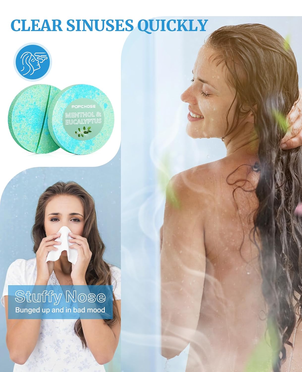 POPCHOSE Christmas Gifts for Women - Shower Steamers Aromatherapy 8 Pack with Gift Box, Self Care Spa Gifts for Mom, Men, Dad, and Teens - Relaxing Stocking Stuffers for Thanksgiving, Birthday