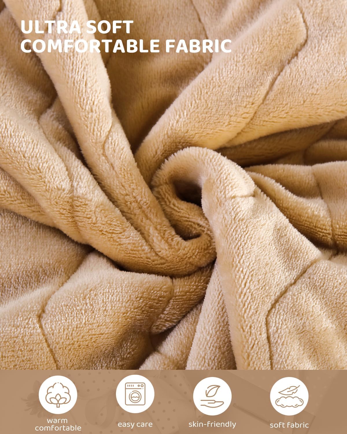 Electric Heated Blanket King Size, Super Soft Cozy Upgraded Flannel Heating Blanket with 9 Heating Levels & 1-9 Hours Auto Off, Fast Heating & Overheat Protection, 100" x 90", Brown