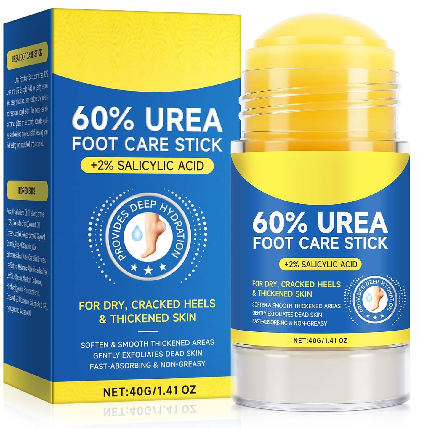 Urea Cream 60 Percent for Feet, Urea Foot Cream for Cracked Heels and Dry Skin, Cracked Heel Repair Cream Plus 2% Salicylic Acid, Foot Cream for Calluses and Hard Skin 1PCS