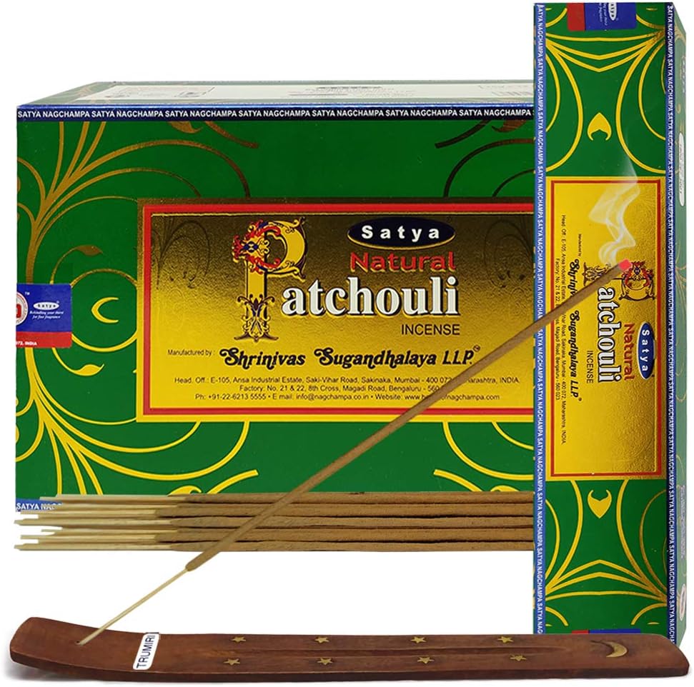 Natural Patchouli Incense Sticks and Incense Stick Holder Bundle Insence Insense Satya Incense