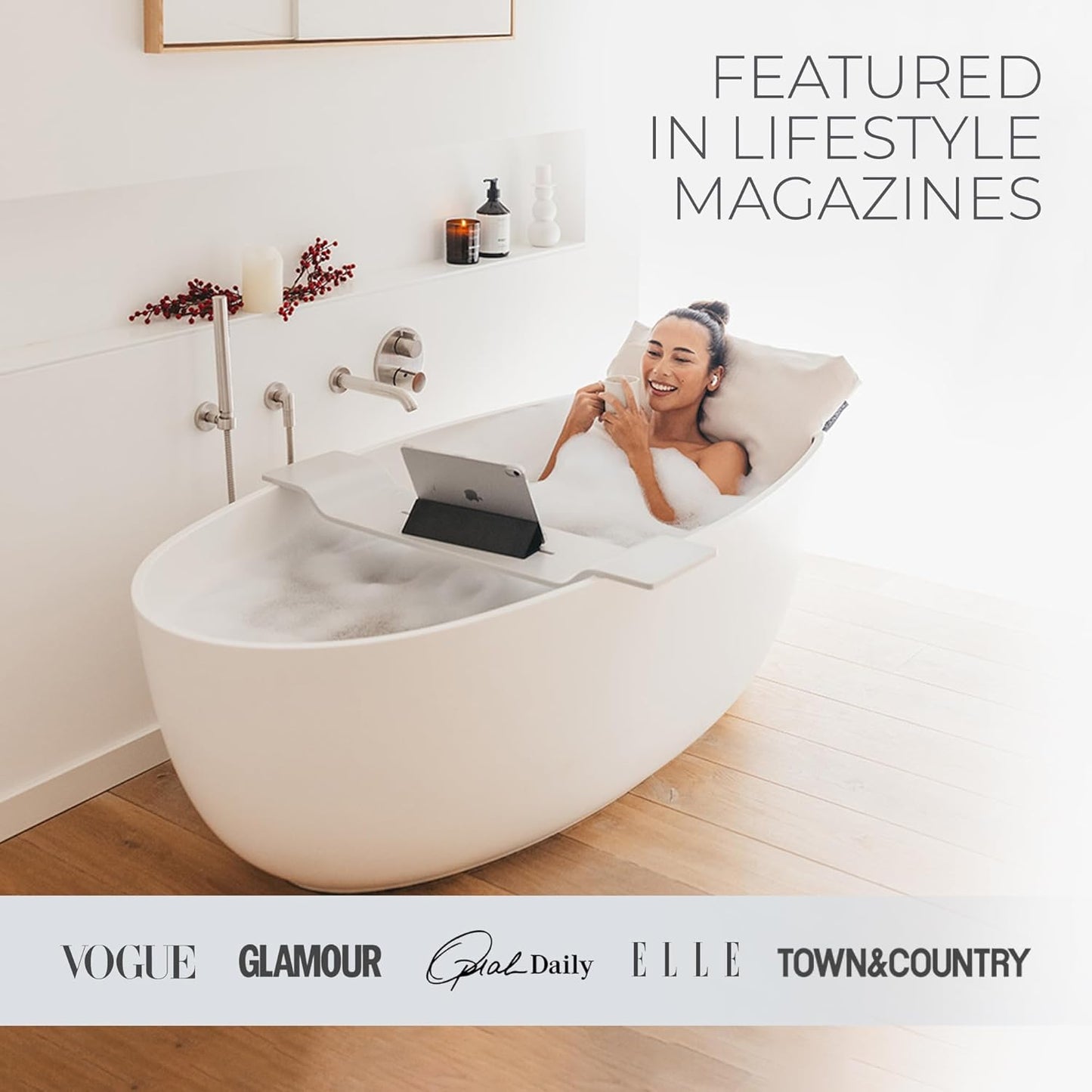 BADESOFA® Luxury Seat Cushion for Bath | Premium-Quality Materials | Comfortable & Quick-Drying | Washable Bath Pillow in Grey | Home Spa | Suitable for Bathtub, Steam Sauna & Hot Tub