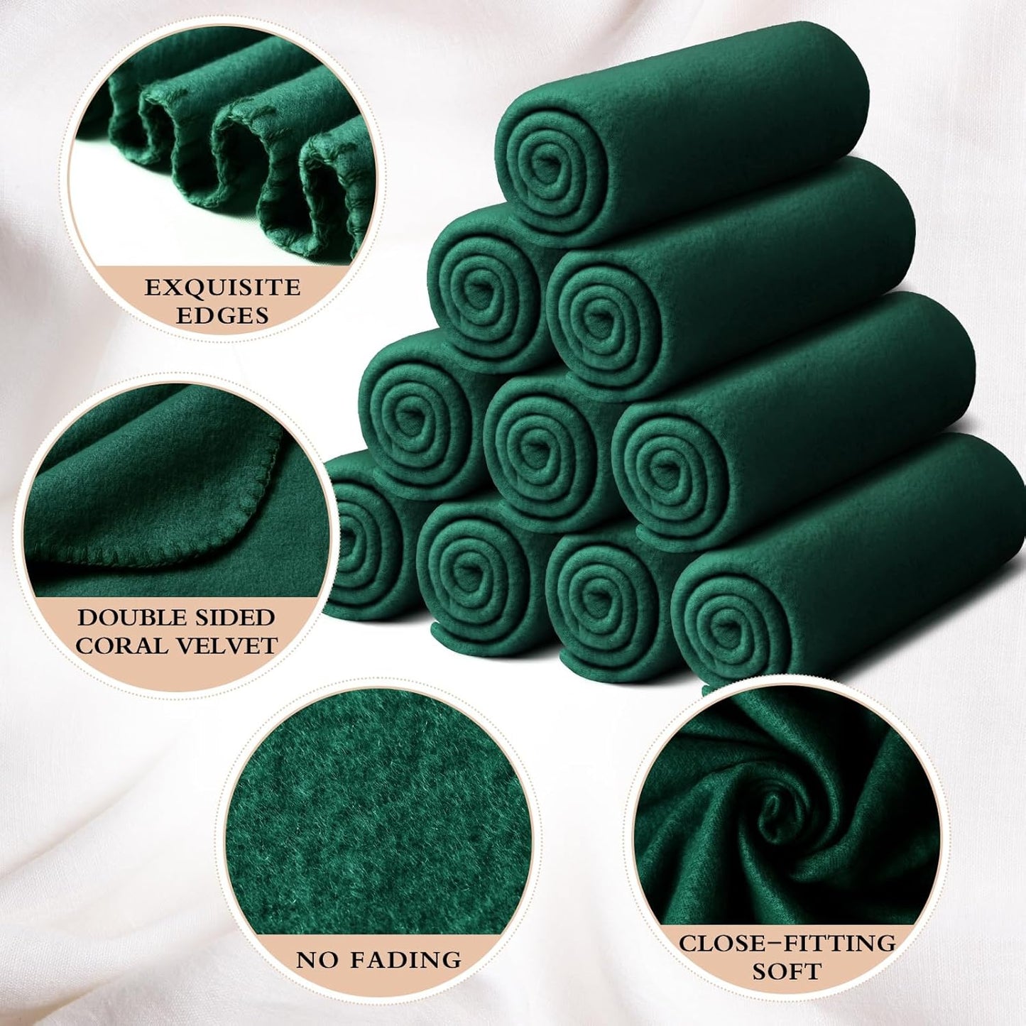 Kinlop Fleece Blanket Bulk 60 x 50 Inch Soft Lightweight Fleece Cozy Blanket Warm Throw Plush Pet Throw for Bed Couch Sofa Home Office Wedding Gifts Travel Camping(Turquoise Green,40 Packs)