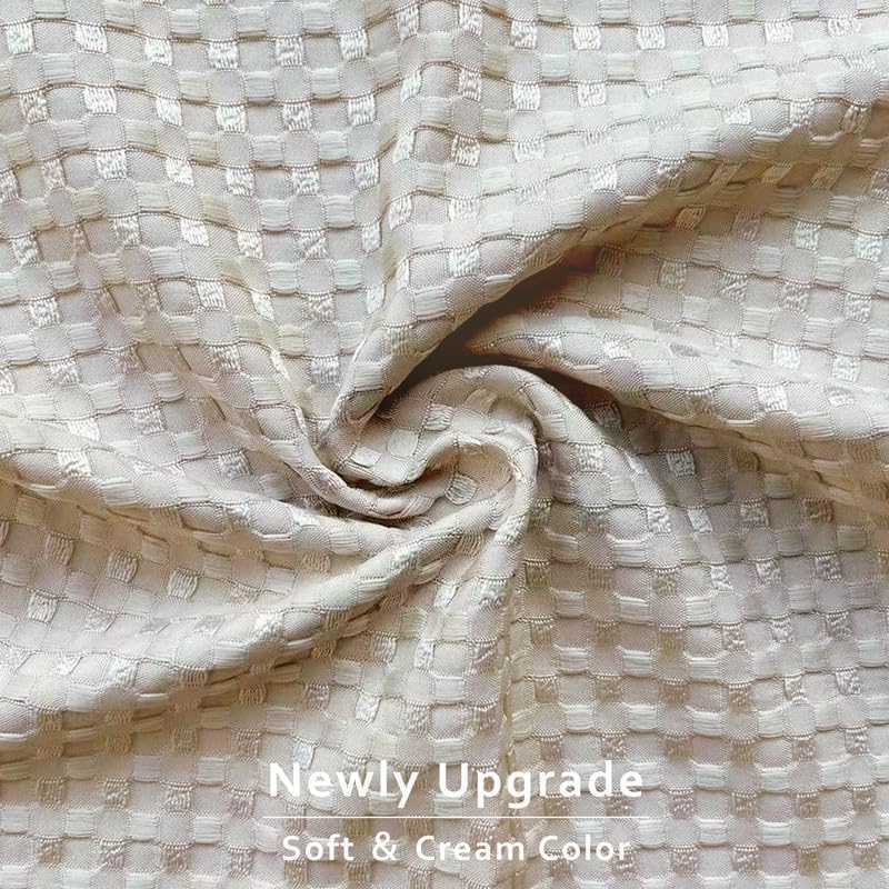 MIYE Pleated Waffle Weave Bed Skirt, Tailored Dust Ruffle 12 Inch Drop Easy Fit, Machine Washable,No Split Corners (Beige, TwinXL - 12" Drop)