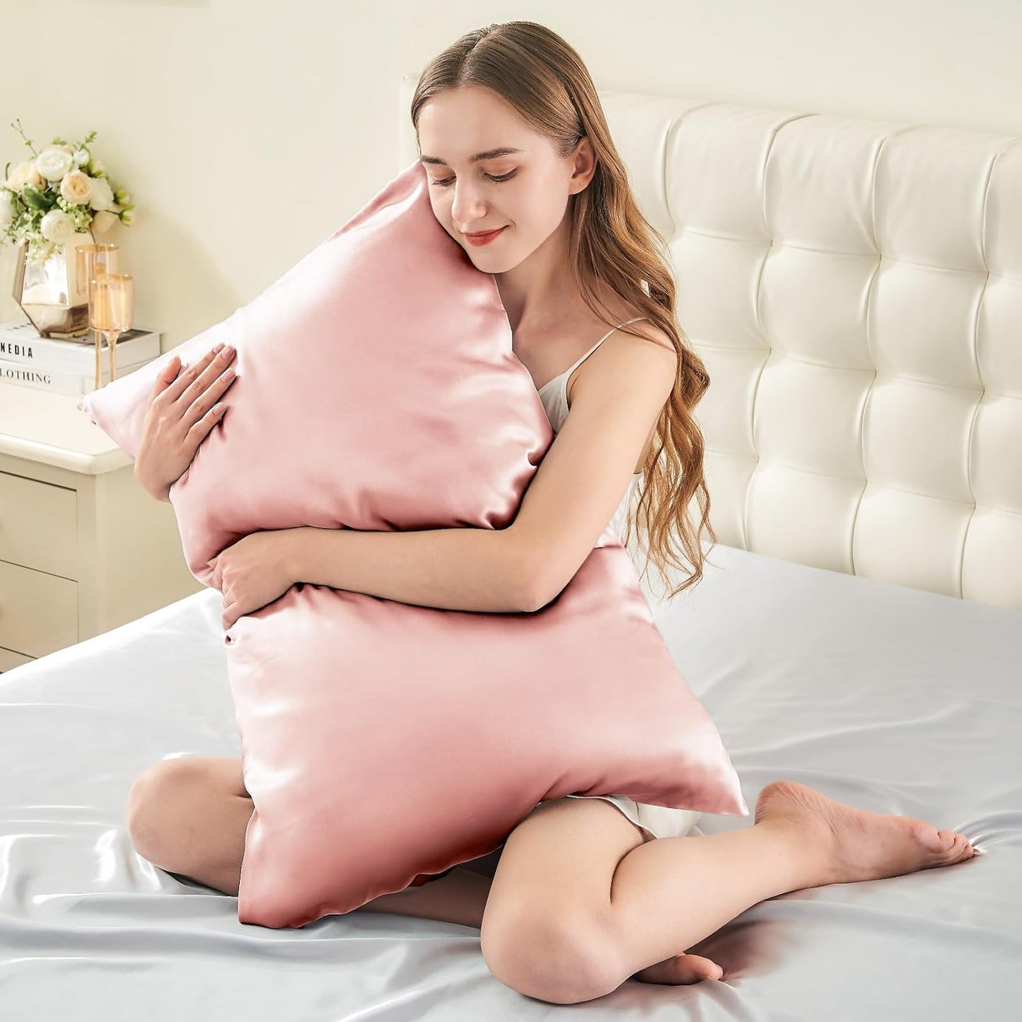 INFIIXSO Mulberry Silk Pillow Case King Size, Silk Pillowcase with Hidden Zipper 20"x36", Extraordinary Smooth and Soft Pillow Cases for Hair and Skin(Rose Pink, 1 Pack)