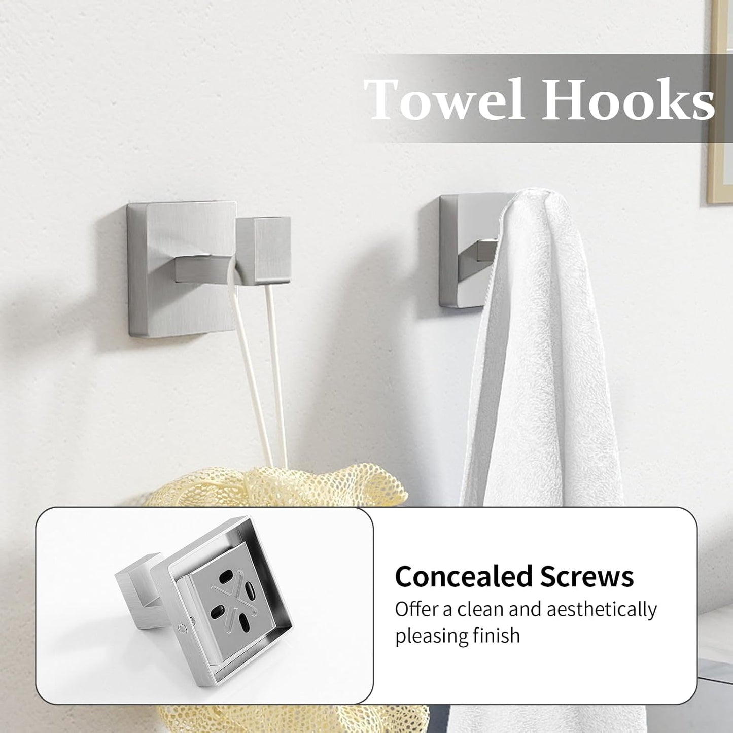 Bathroom Accessories Hardware Set Brushed Nickel 5-Piece, Stainless Steel Towel Racks for Bathroom, 16 Inch Bath Towel Bar Set Wall Mounted