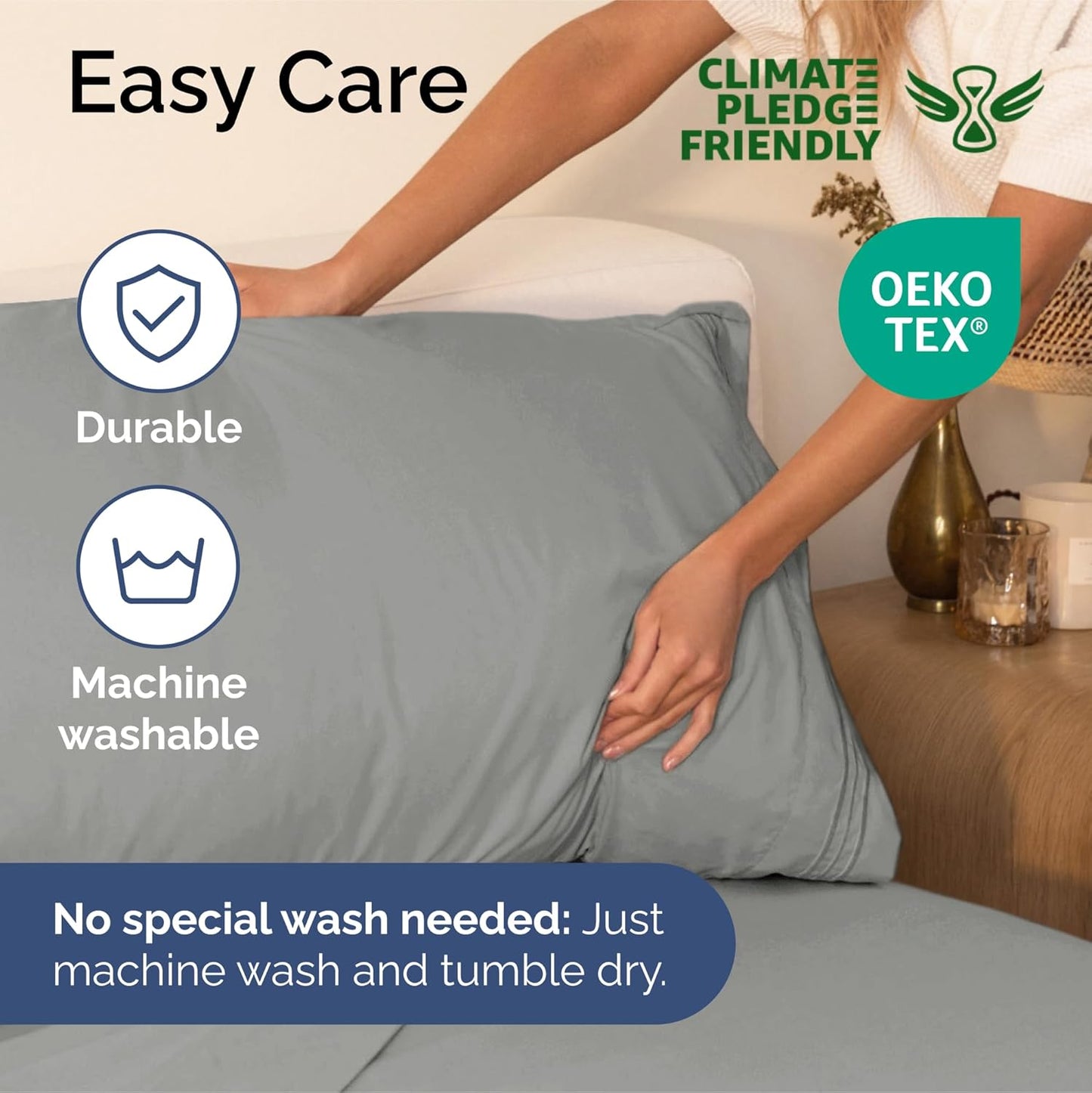 Twin XL Size 3 Piece Sheet Set - Extra Soft, Breathable & Cooling - Hotel Luxury Durable Bed Sheets for Women & Men - Deep Pockets, Easy-Fit & Wrinkle-Free - Slate Grey Oeko-Tex