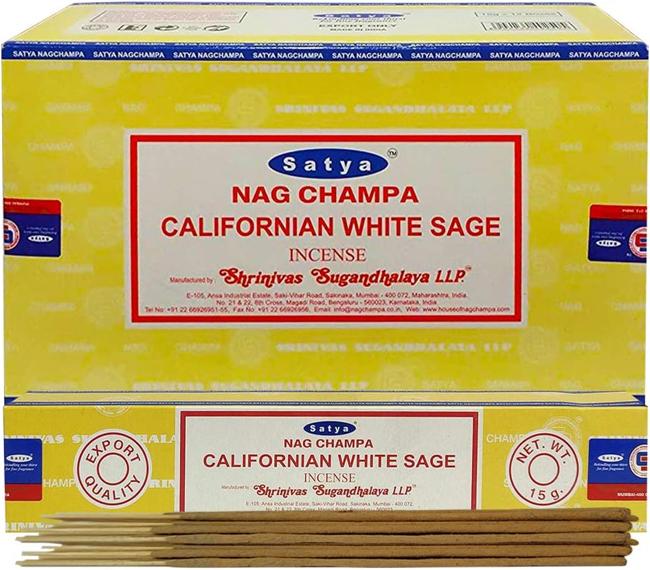 California White Sage Incense Sticks and Incense Stick Holder Bundle Insence Insense Satya