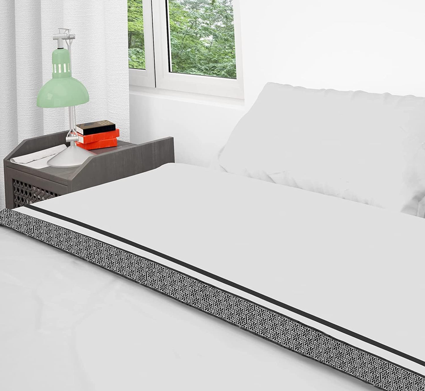 1000 TC Embroidered Duvet Cover Oversized King Size Set 100% Egyptian Cotton - Luxurious 1 Comforter Cover 2 Pillow Shams - 3 PC Quilt Cover Hotel Quality Bedding (Silver & Black)